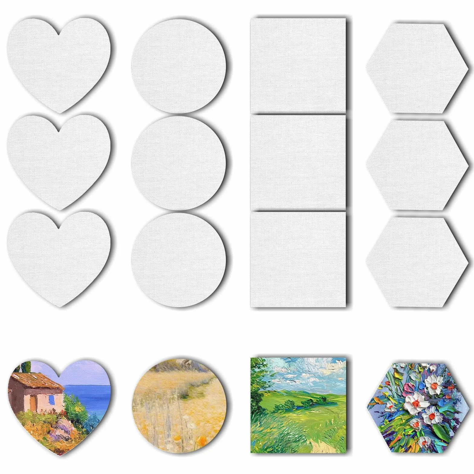 Pannelli magnetici per tela artistica - Set di 12 tavole per acrilico/olio/acquerello - Esagonali, rotondi, quadrati, a forma di cuore