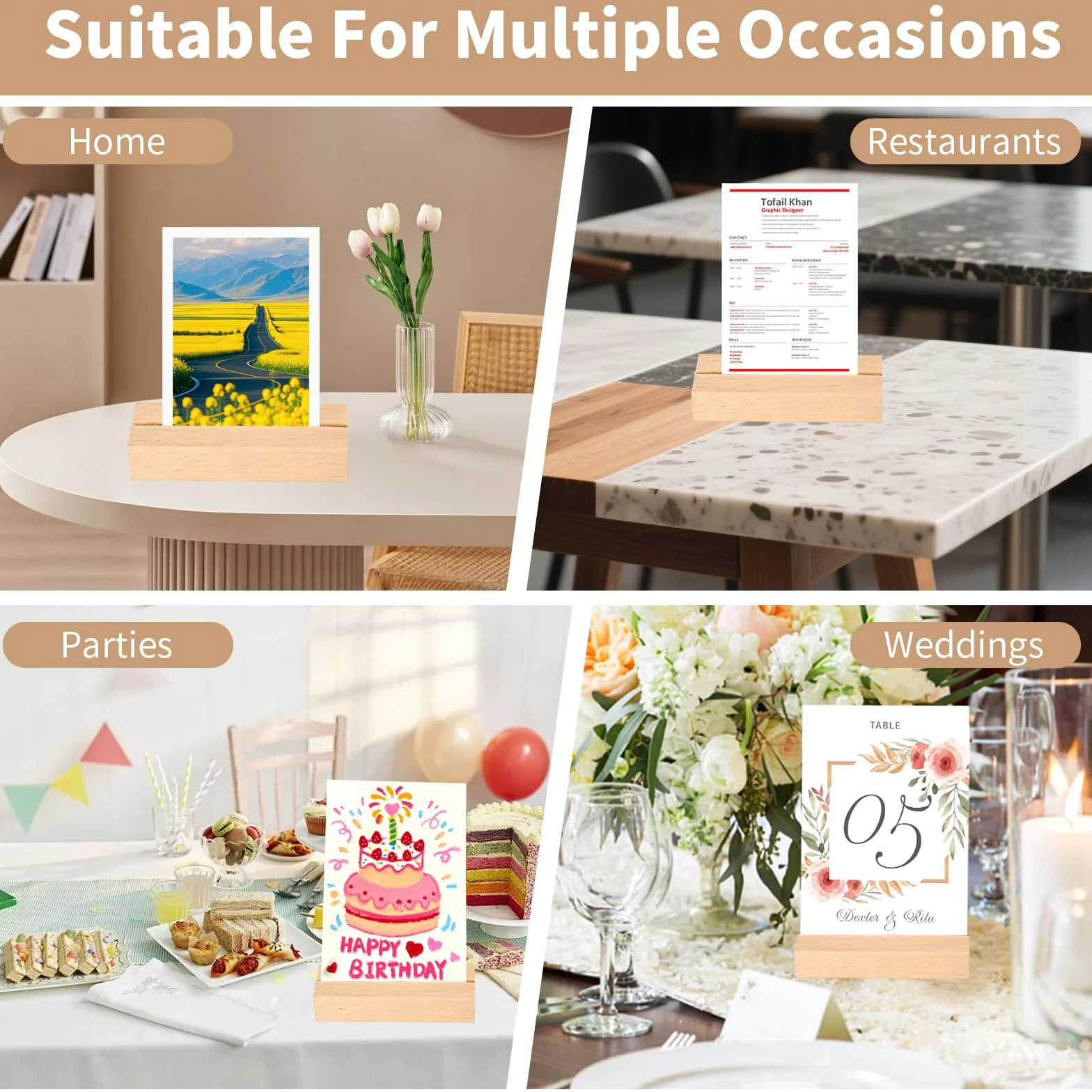 20 Pezzi Portacarte in Legno, Segnaposto da Tavolo, Supporto Foto Cartoline, Porta Biglietti Visita, Porta Menu in Legno per Matrimoni, Ristoranti, Banchetti e Feste
