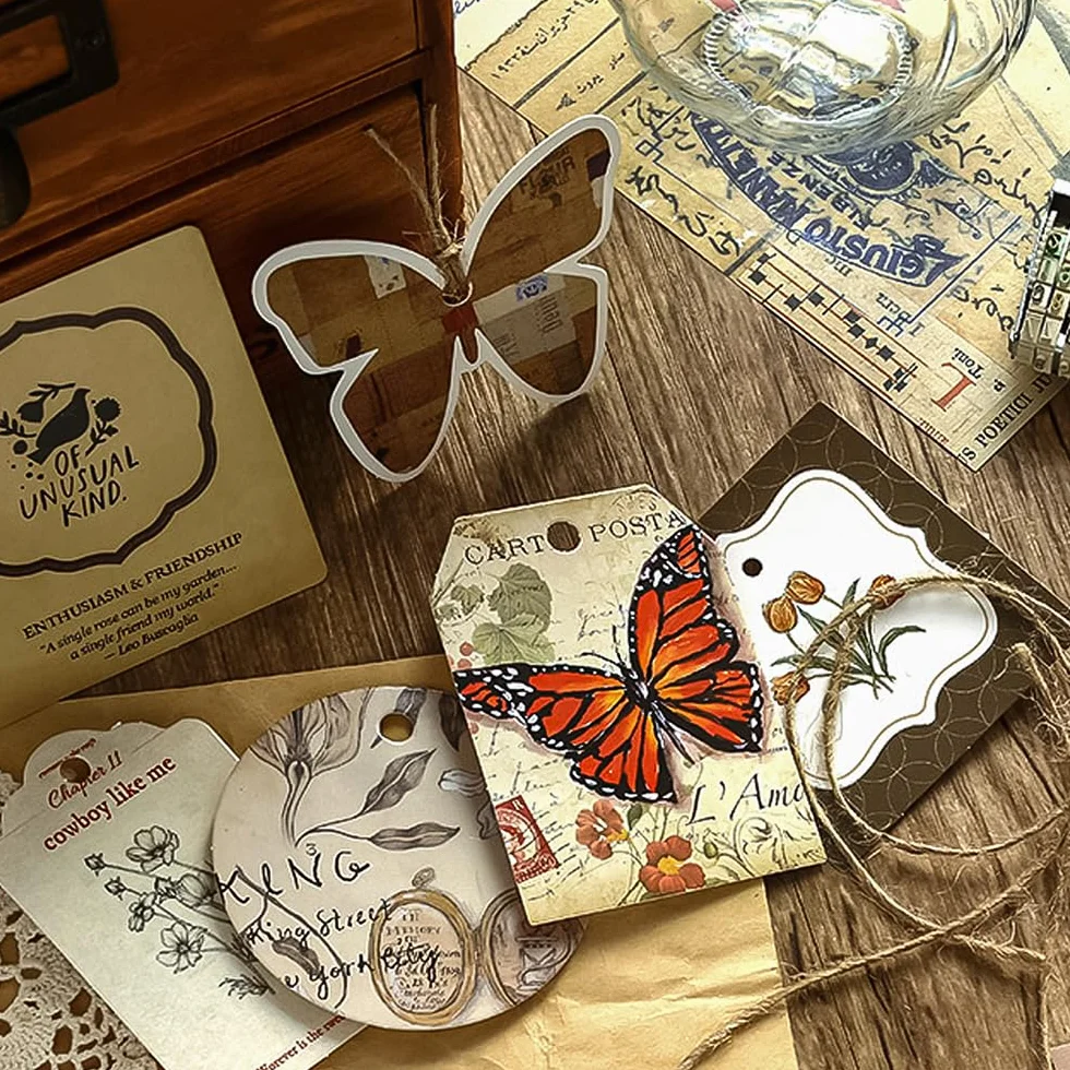 TIE-DailyNec 88 Pezzi Kit di Forniture per Scrapbooking, Forniture per Journaling Vintage, Carta Estetica DIY Retrò per Scrapbooking per Bullet Journal, Junk Journal, Arte e Artigianato