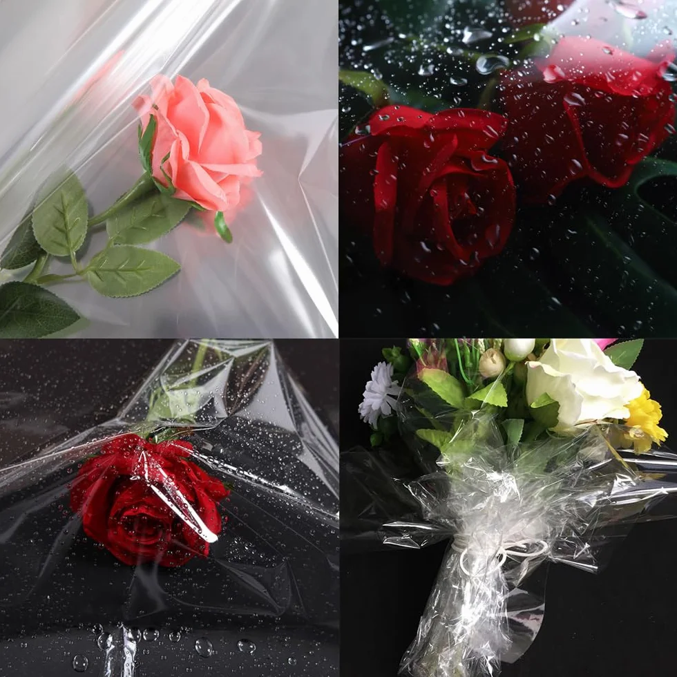 Rotolo di cellophane trasparente, 20 m x 84 cm, per cesti, confezioni regalo di Natale, cibo, regali di compleanno, fiori e artigianato (rotolo trasparente)