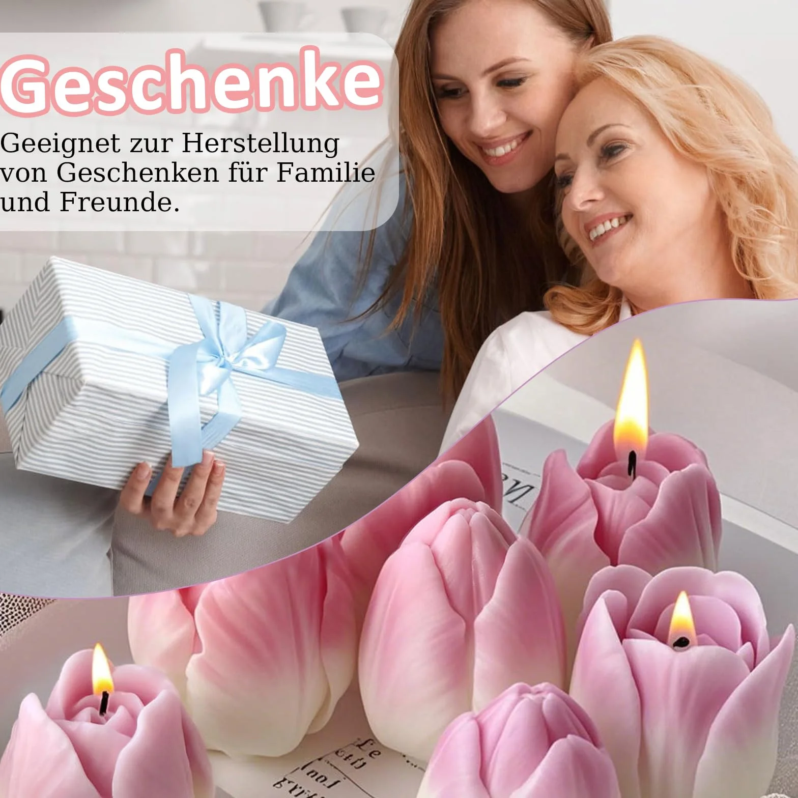 Stampi in Silicone per Candele, 3 Stampo Tulipano per Candele, 3D in Stampi Cera Tulipano, Confezione da 2 Stampi in Silicone a Forma di Tulipano, per Sapone, Gesso, Cioccolato