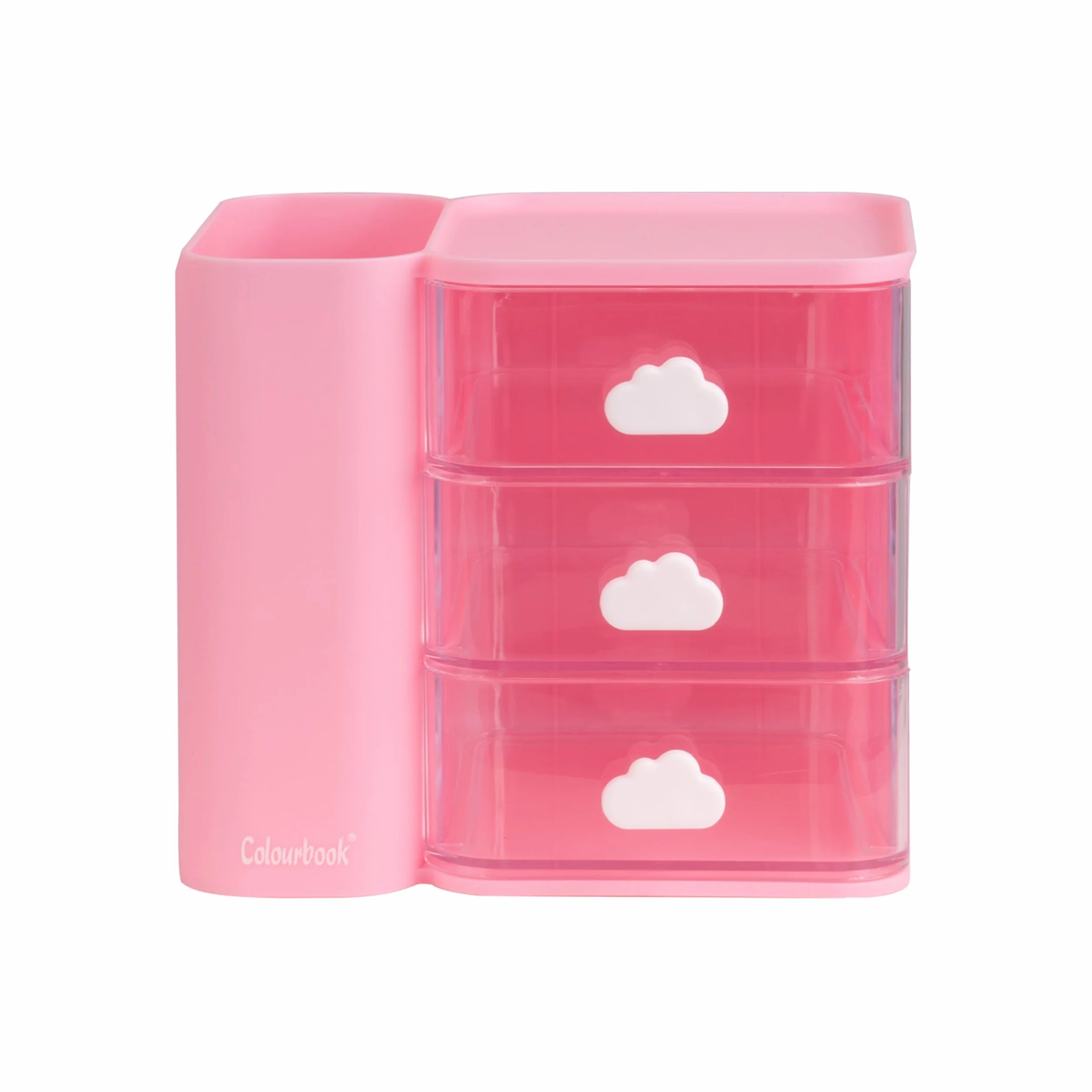 Colourbook Cubby - Organizer Scrivania 3 Cassetti, Mini Cassettiera Portaoggetti, Porta Minuteria (Rosa)