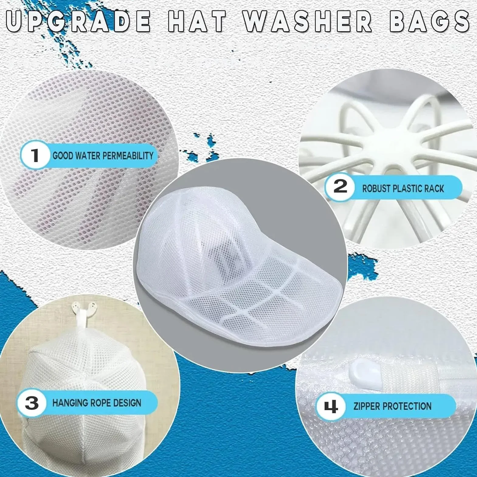 Protezione per cappellino per lavatrice – Supporto portaoggetti per copricapo | Gabbia di lavaggio per cappellino da baseball