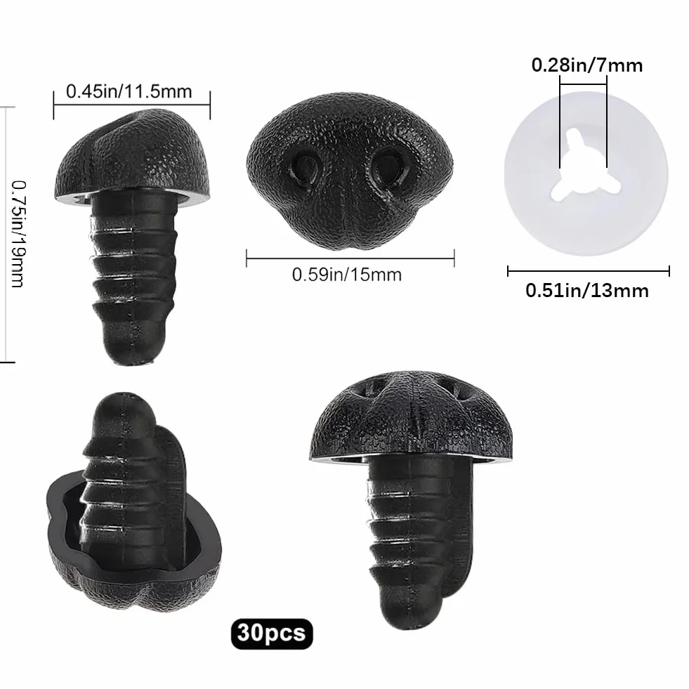 GORGECRAFT 30PZ Plastica Opaca Nasi di Sicurezza Mestiere Vite Naso di Cane Bambola Forniture per La Fabbricazione di Bambole Triangolo Naso per Animali di Peluche Che Fanno