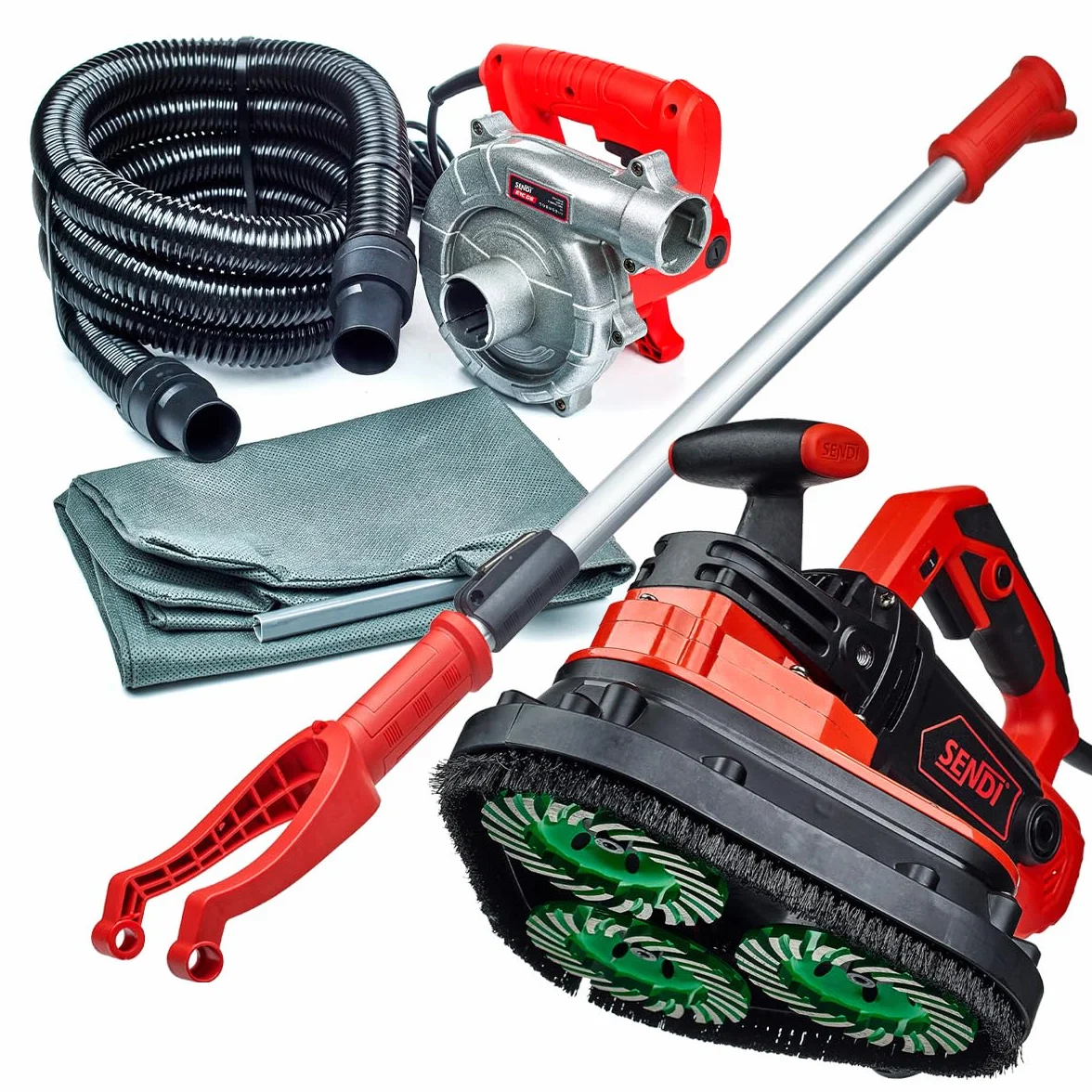 Smerigliatrice universale SENDI TRIPPLE GS - Levigatrice per superfici come calcestruzzo, adesivo, vernice ecc - Tre assi rotanti intercambiabili - Motore potente - 2450 W e 230 V - Include lucidatura