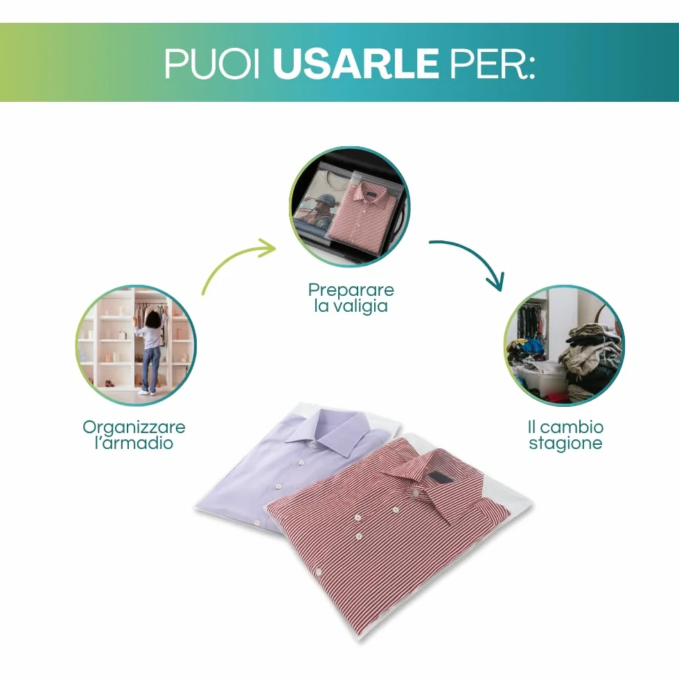 Virsus 100 Buste Cellophane Trasparenti per Indumenti t- Shirt Camice 30x 45 + 5 cm Labbro Aletta Autoadesiva Idea Regalo Confezionare Oggetti Dolci Gioielli Collane