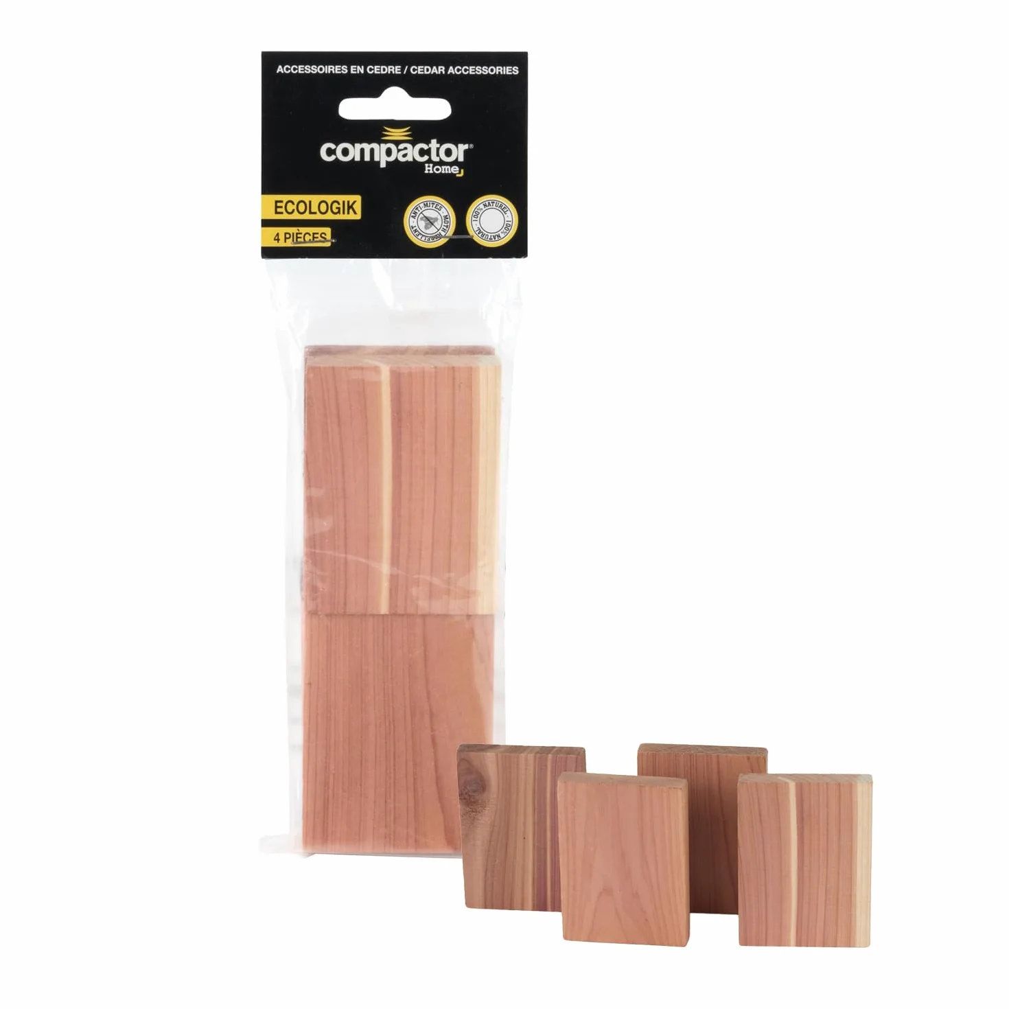 Compactor Set di 4 Plance Repellenti per Tarme in Legno di Cedro, Collezione NATURE, Misura M
