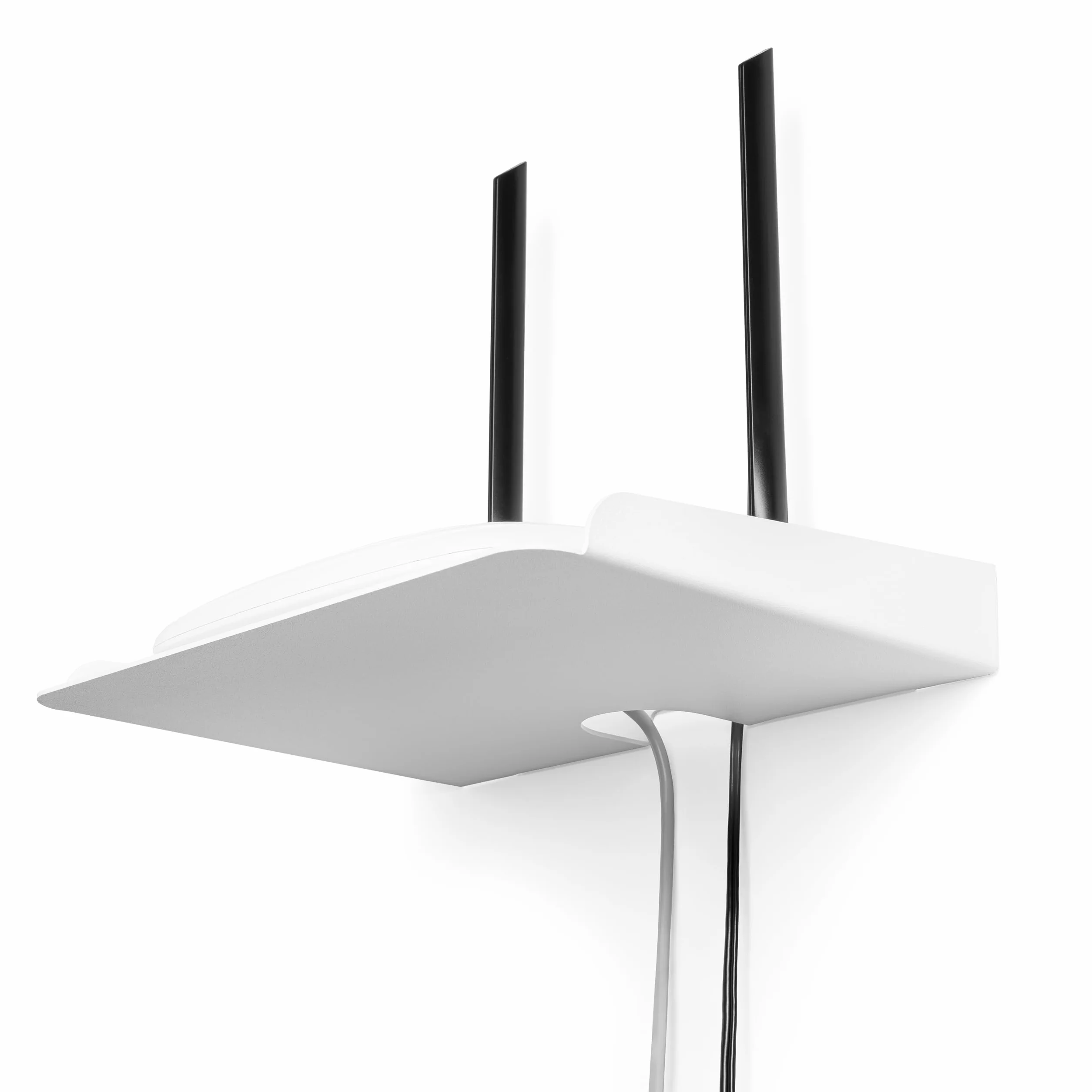 Mensola per router WiFi e modem • Mensola da parete con passacavi e bordi rialzati • Mensola in metallo per proiettore e altoparlante • Scaffale galleggiante organizer per cavi, ripetitore e