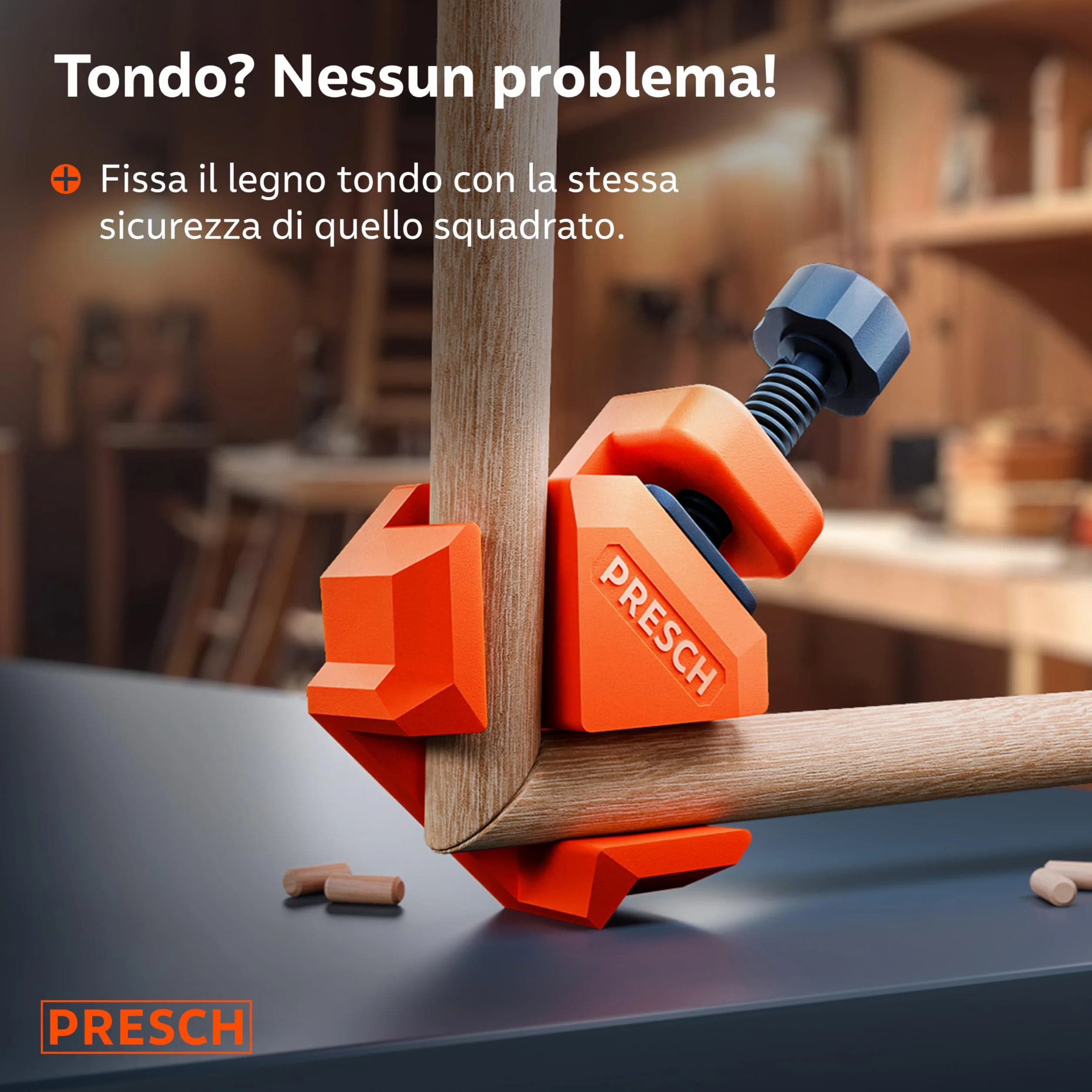 Presch Morsetti angolari per legno 4 pz - Morsetti angolari da falegname i per pannelli di spessore fino a 26 mm - Forza di serraggio di 25 kg per l'incollaggio - Per angoli precisi di 90° del legno