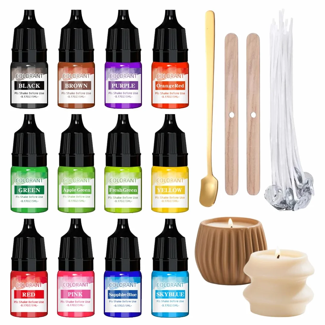 12 pezzi Candele Coloranti Coloranti per Cera di Candela Pigmenti colorati per polvere da colata Altamente Concentrato Coloranti per Cera per Candele Fai da Te per la produzione tintura