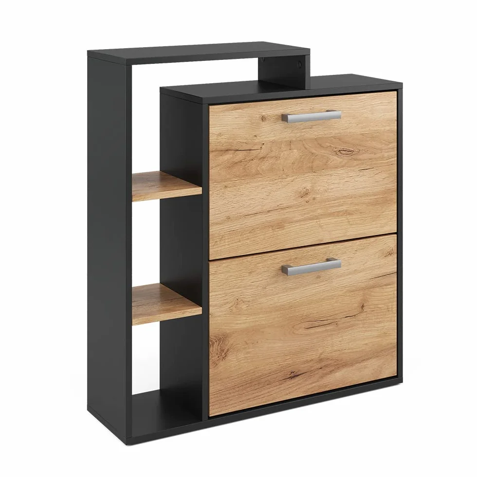 Vicco Scarpiera da ingresso Orlando, Quercia dorata, 24.5 x 90 cm 2 scomparti