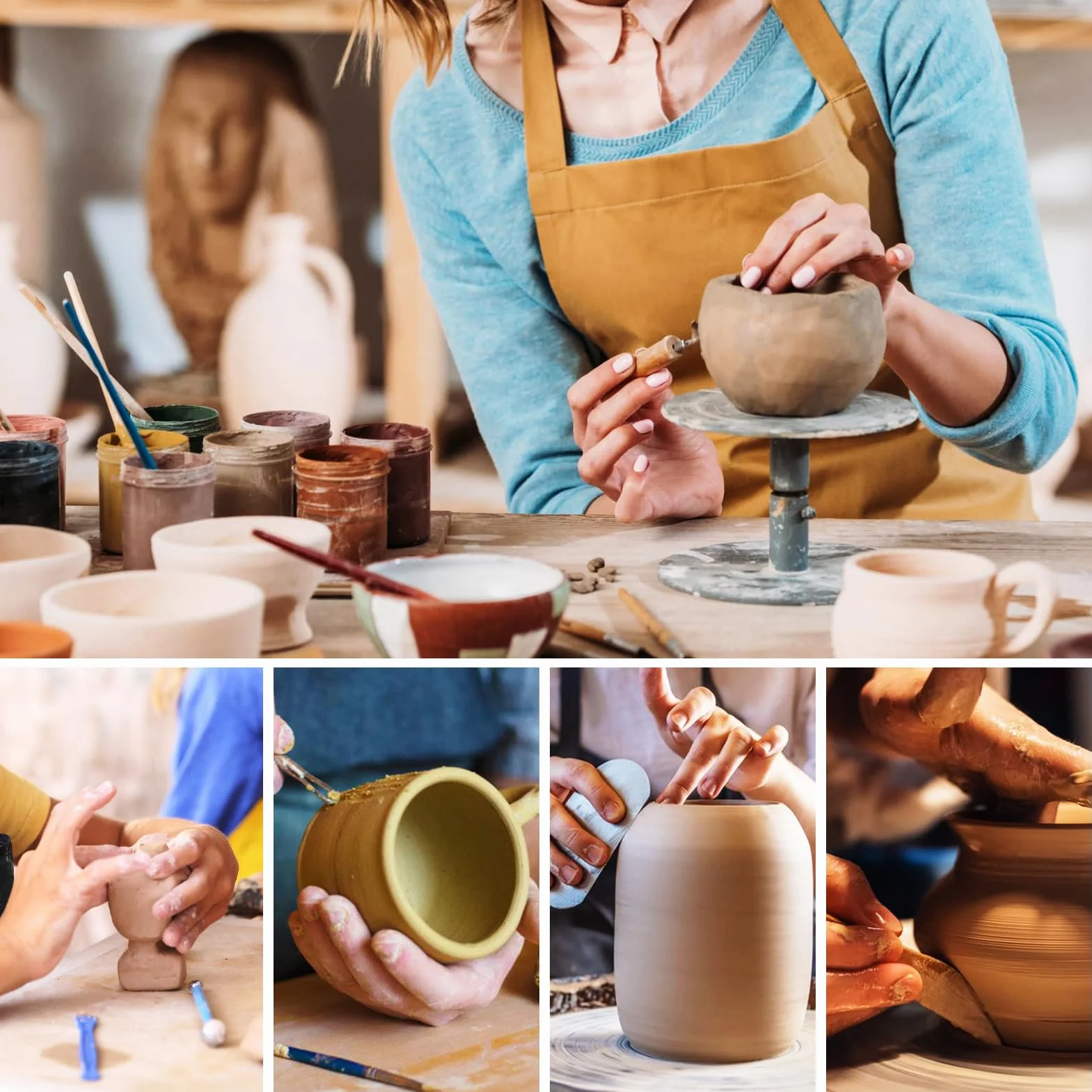 62 Pezzi Strumento per Modellare l’Argilla,Strumenti Argilla,Attrezzi Ceramica,Sculpting Tool con Sacchetto di Stoccaggio,Kit per Modellazione, per Scultura in Argilla Utensili Ceramiche