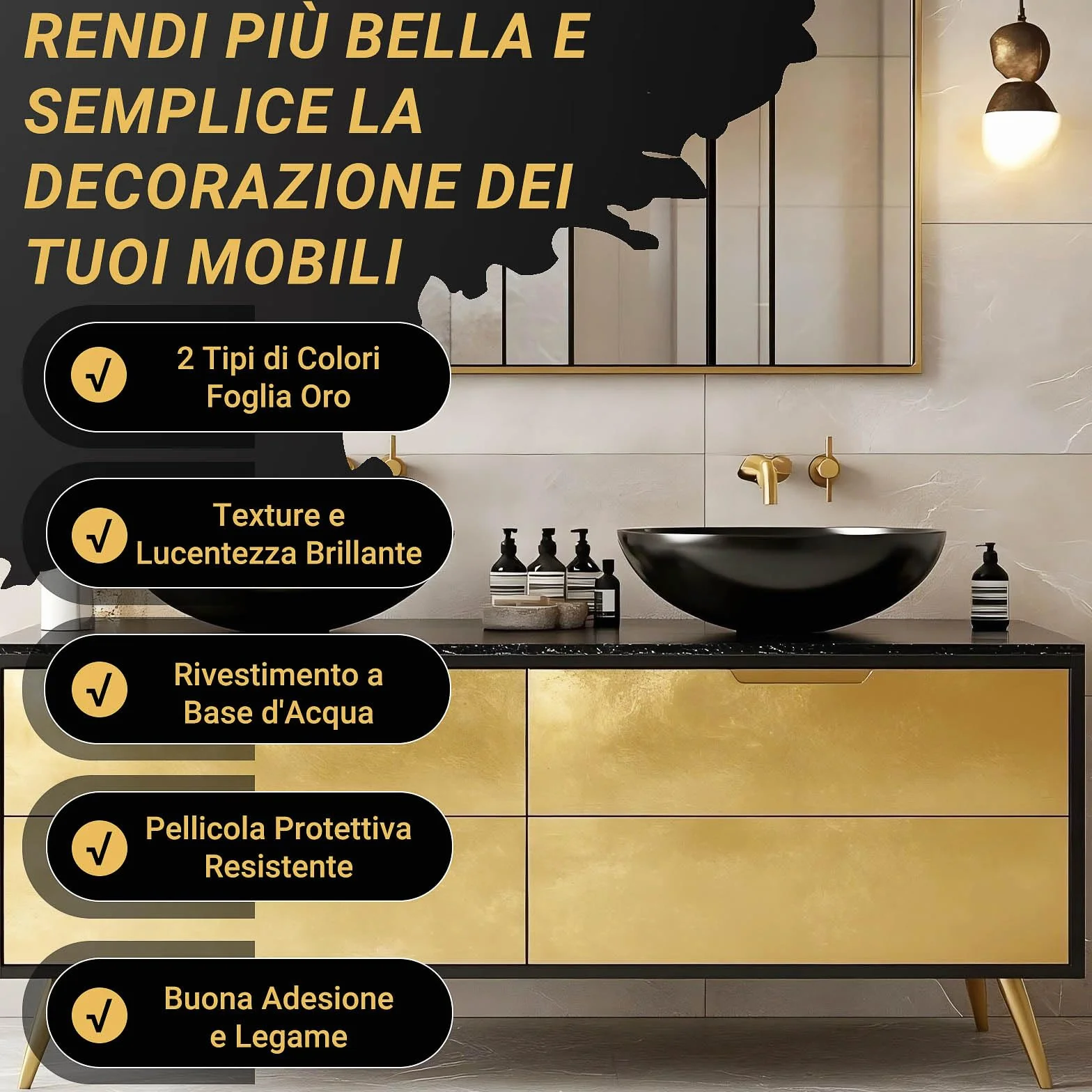 100ml Base d'Acqua Adesivo per Doratura e 100ml Vernice Protettiva, Foglia d'Oro e Champagne Oro Dorazione Kit, Mobili e Decorazione Artigianale, Pittura d'Arte, DIY Pittura Decorativa