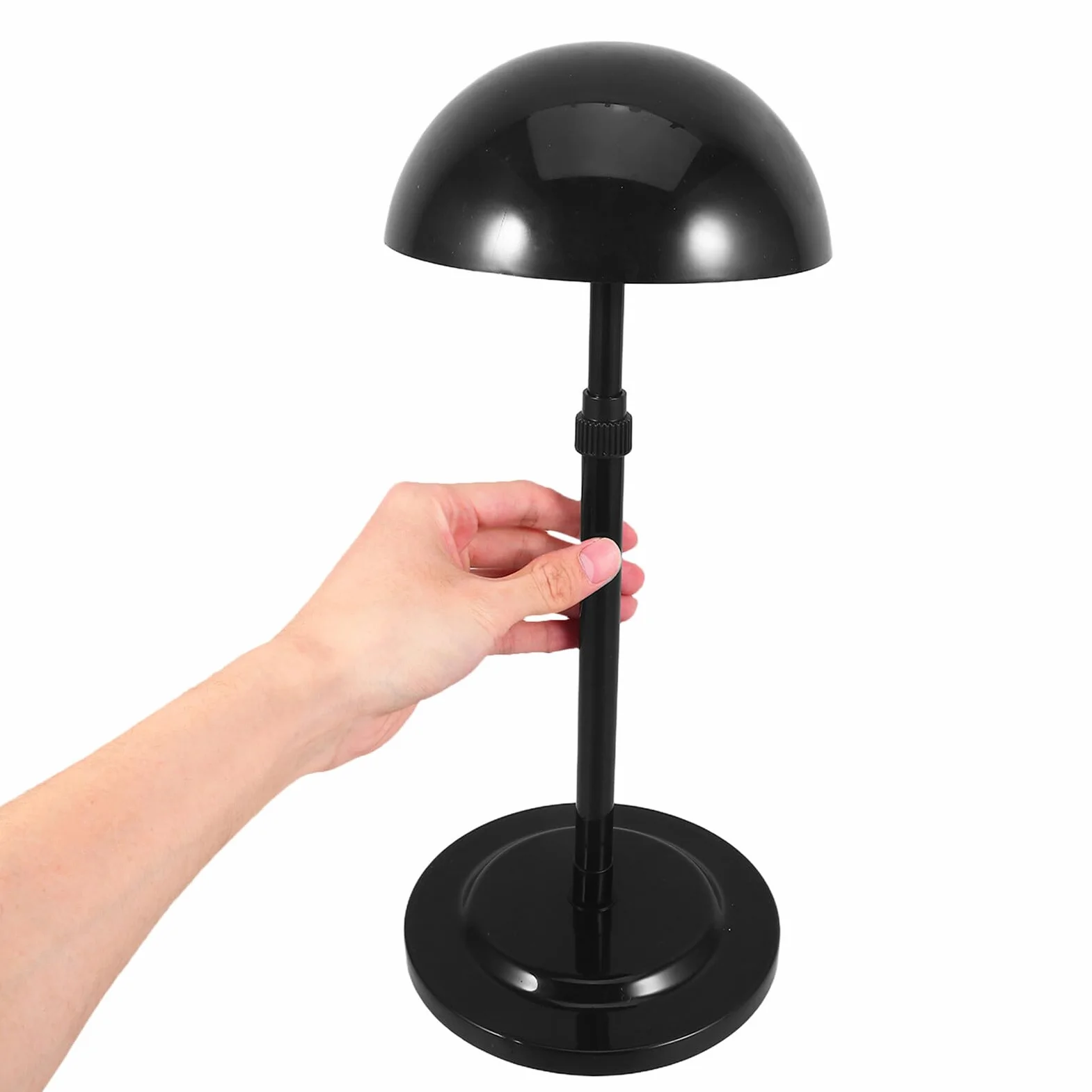 Homoyoyo Espositore per Cappelli Regolabile in Plastica Nera Supporto da Tavolo Portatile con Base Rotonda Antiscivolo