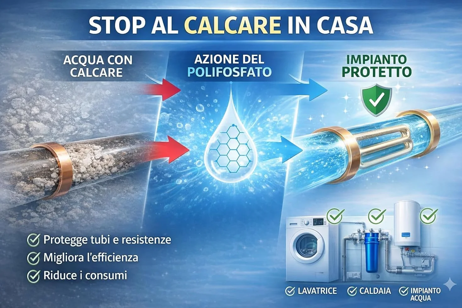 Polifosfati Anticalcare Universali per Dosatore Caldaia Ricarica Ricambio Made in Italy Set 18 Pezzi