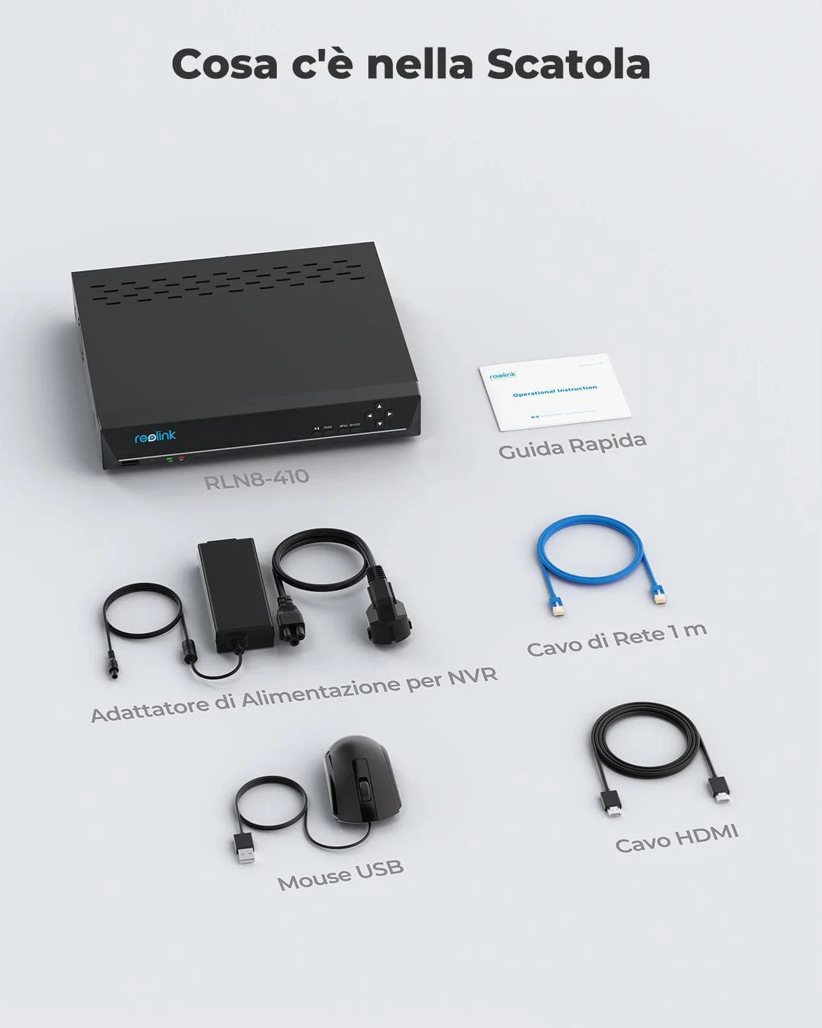 Reolink NVR PoE 8 Canali Videoregistratore Cablato 2TB HDD Supporta 16MP/12MP/4K/5MP/4MP Capacità Espandibile a 16TB RLN8-410 Ricondizionato