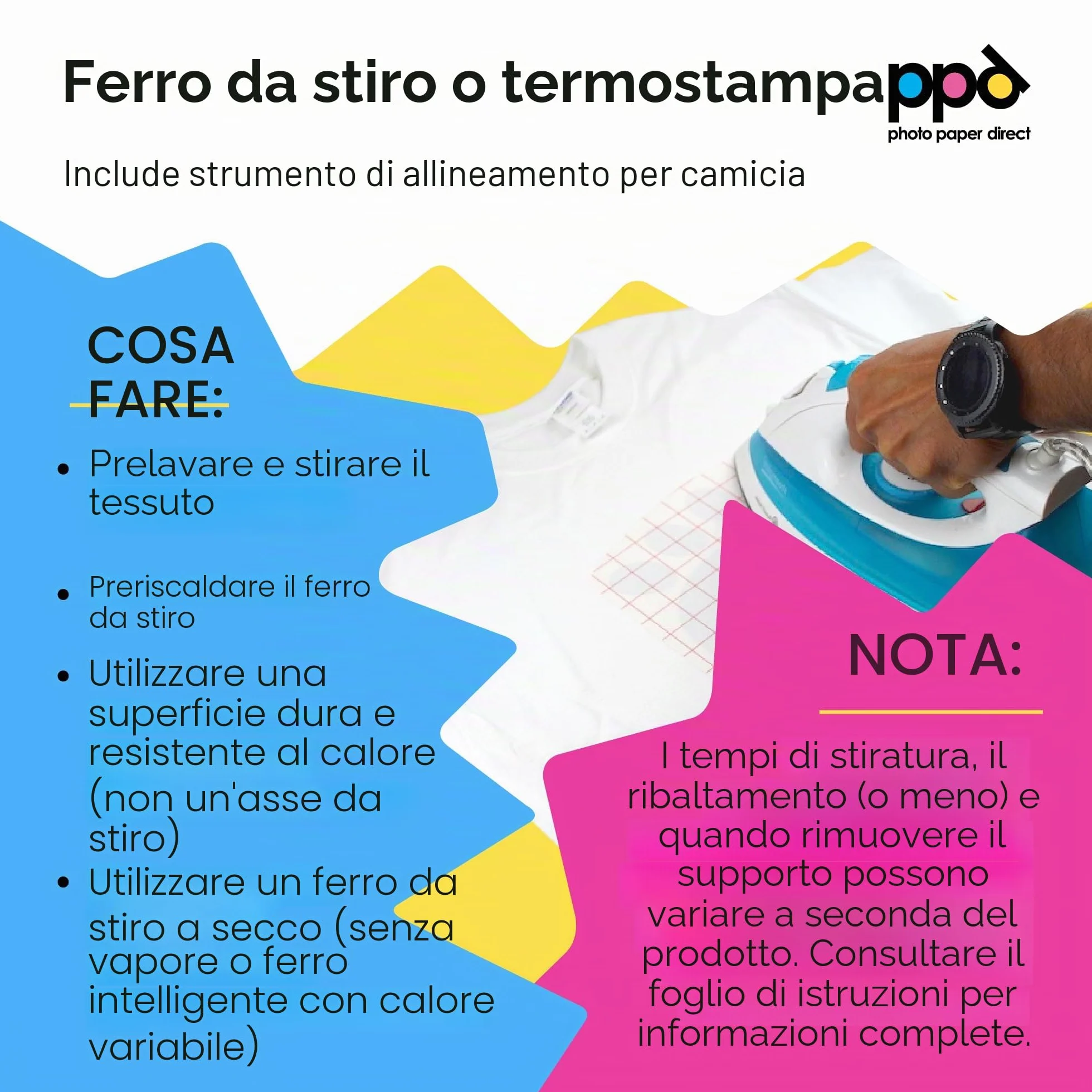 PPD A4 10 Fogli di Carta Trasferibile Termoadesiva per Inkjet - T-Shirt E Tessuti Chiari - PPD-1-10