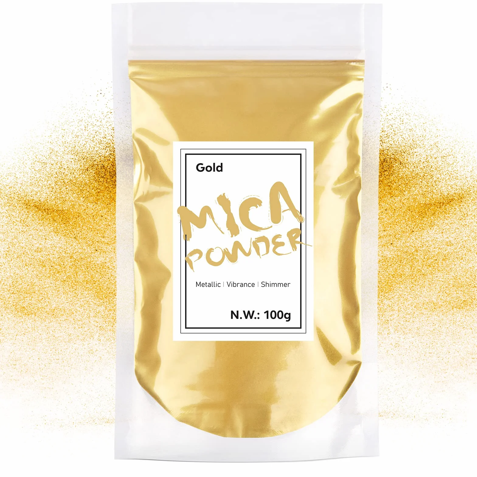 100g Polvere di Mica,Oro Colori per Resina Epossidica Naturale Colorante Candela,per Epoxy Resin Art,Sapone,Kit Slime,Candele,Prodotti per Gioielli,Bomba da Bagno,Trucco del Viso