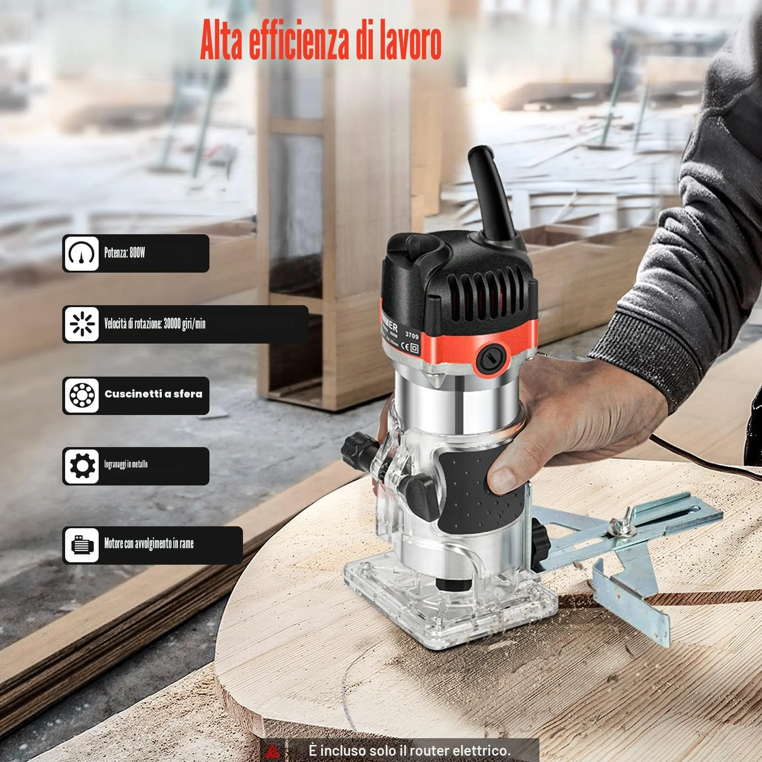 Kantenfräse Fresa per legno Router 220 V 800 W con valigetta e chiave