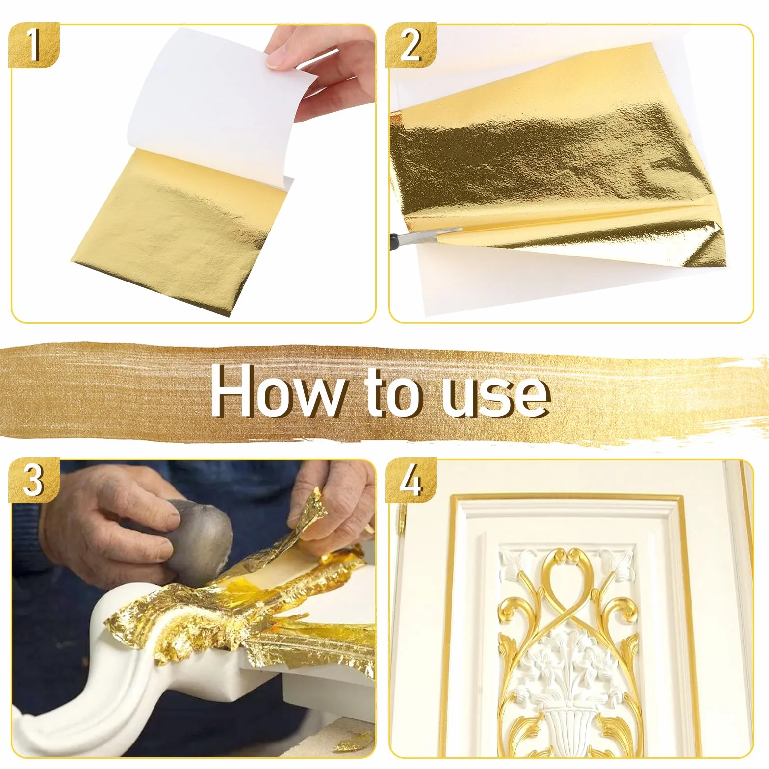 UKOFEW Fogli di Foglia Oro,100 Pezzi Foglia D'oro Imitazione,Lamina D'oro per Doratura,8cm x 8,5cm,Ideali per Doratura, Artigianato, Progetti Artistici e Decorazioni