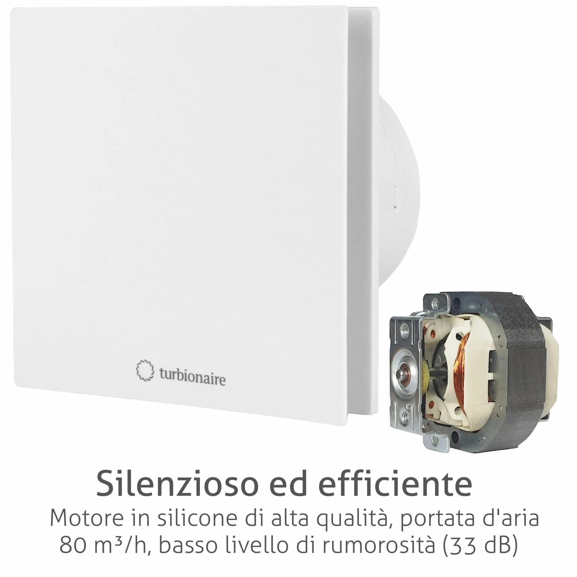 Turbionaire Arte 100SW Aspiratore Bagno 100 mm Valvola di Non Ritorno IPX4 Bianco