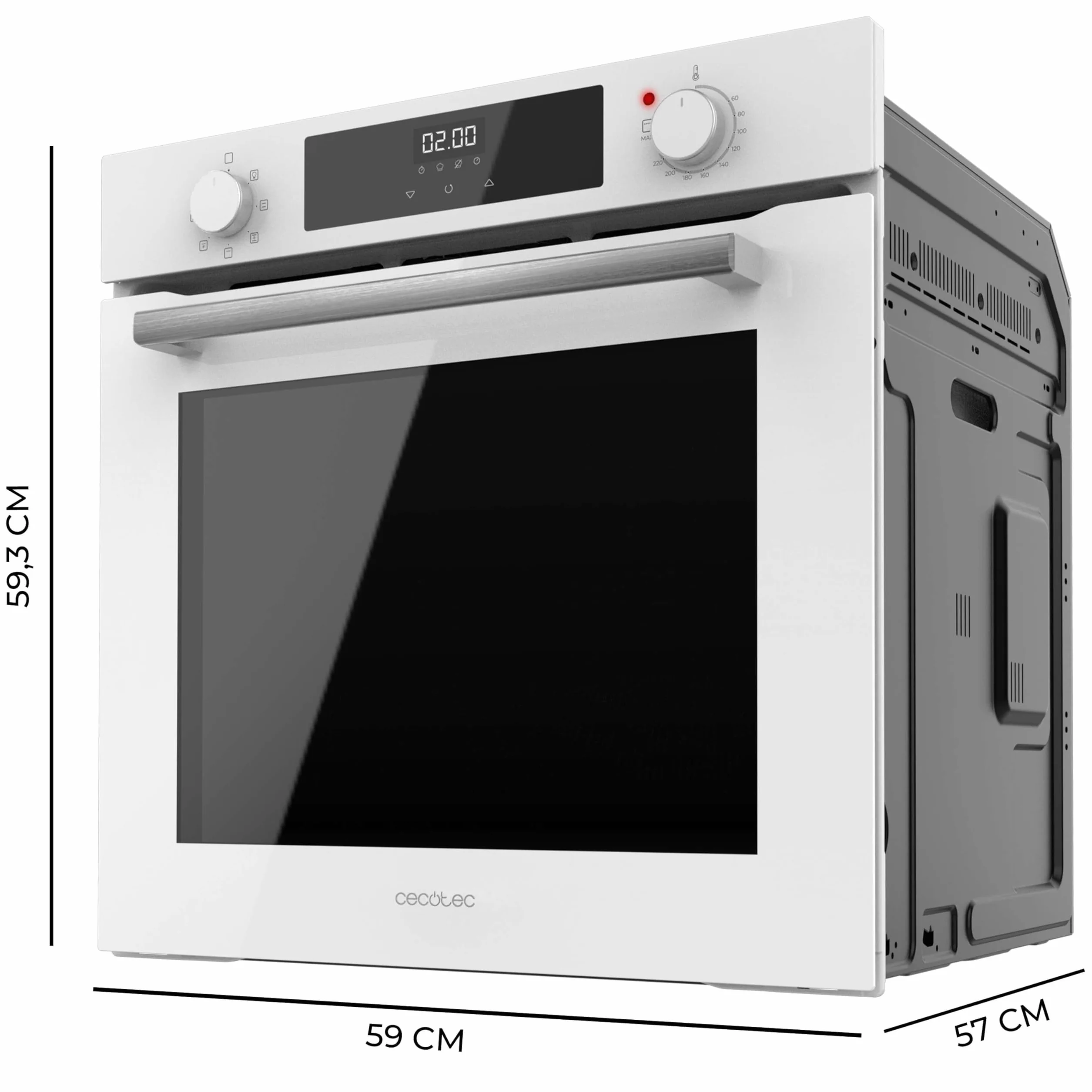 Cecotec Forno Integrabile 60 cm Bolero Hexa M226000 Glass White A. 2800 W, 72 L, 7 funzioni, modalità griglia, fan assisted grill, modalità convezione, defrost, Steam Base X2, Steam EasyClean, Steam