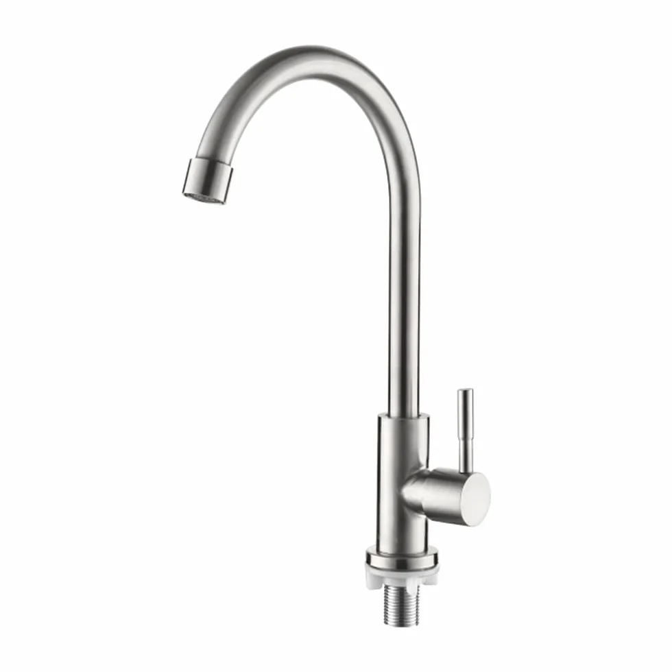Ibergrif Rubinetto Acqua Fredda Cucina, Rubinetto Solo Acqua Fredda 360° Girevole, Miscelatore Cucina Acciaio Inox con Flessibili 50cm, Rubinetto Lavabo per Cucina, Lavatoio & Esterno-M18703
