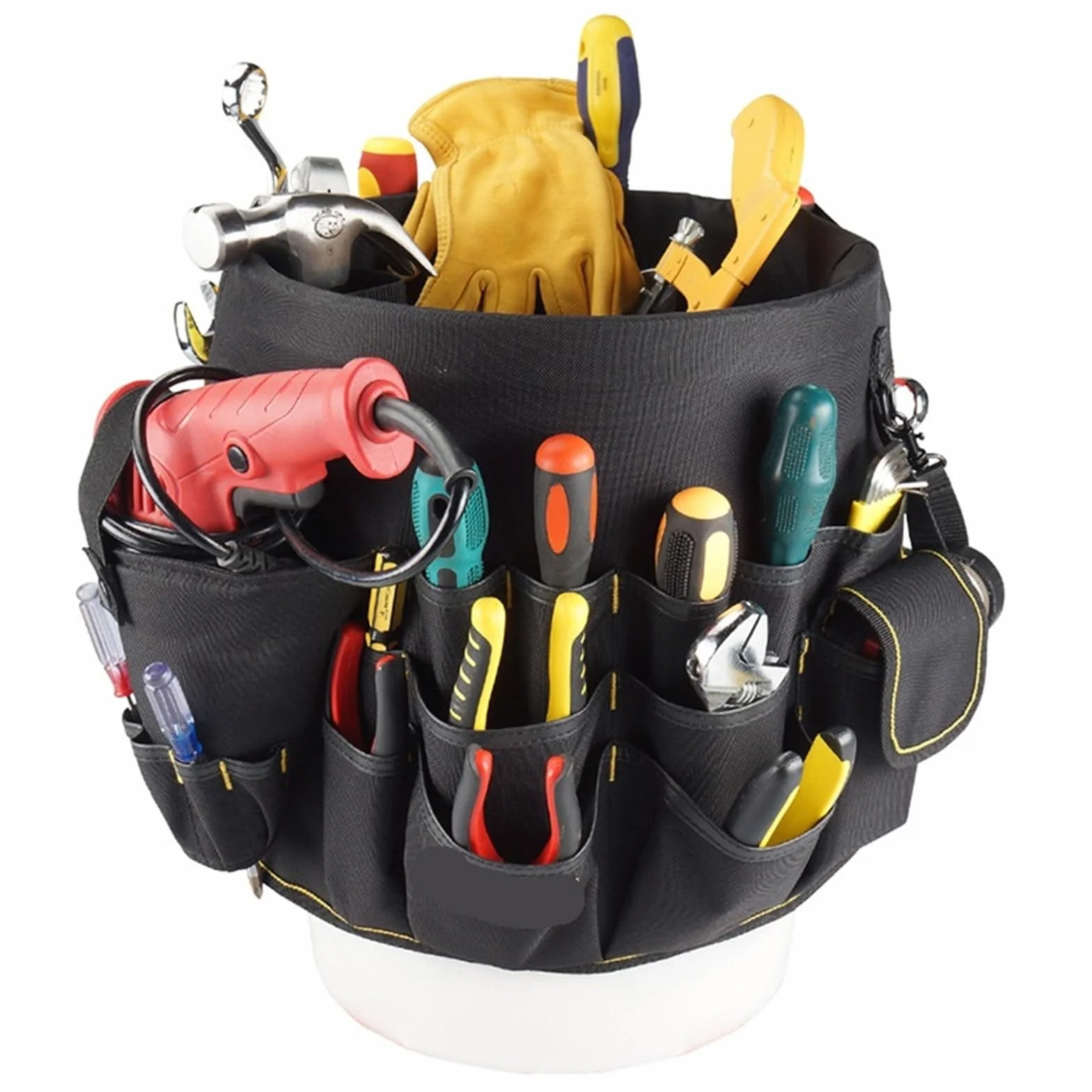 Organizer per attrezzi con secchiello a tasche multiple, resistente all'acqua, per secchi da 3,5-5 galloni