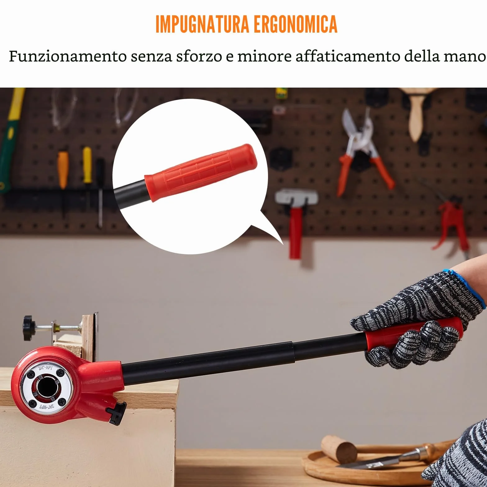 VEVOR Kit di Filettatura dei Tubi con Cricchetto Set di 6 Matrici 1/4" NPT-1-1/4" NPT Teste Idrauliche Manuali Portatili in Valigetta per Tubi, Kit di Strumenti per Filettare Tubi a Cricchetto Manuale