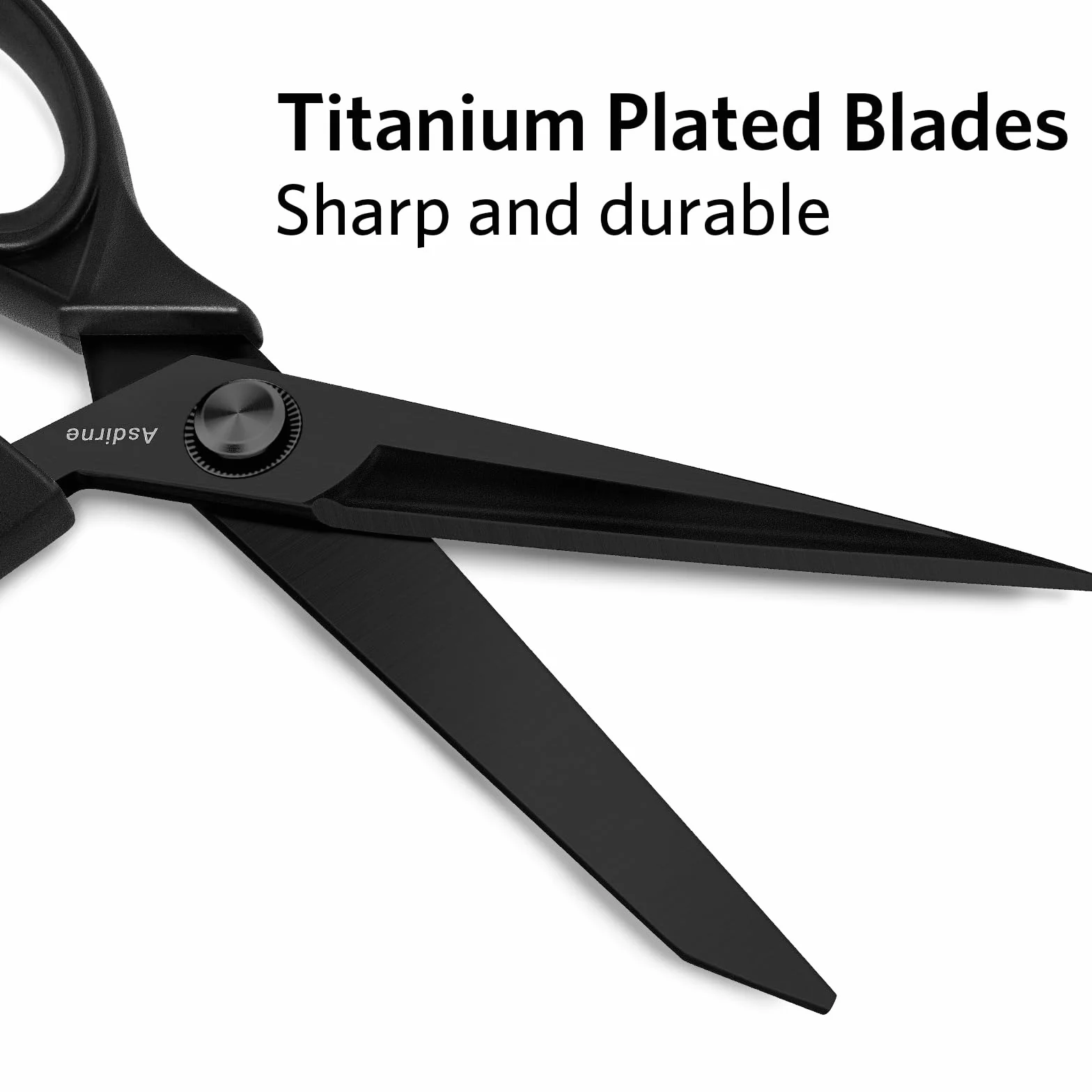 Asdirne Forbici in tessuto di titanio nero, forbici da sartoria con lame rivestite in titanio multiuso resistenti e comode maniglie morbide, 25 cm, nere