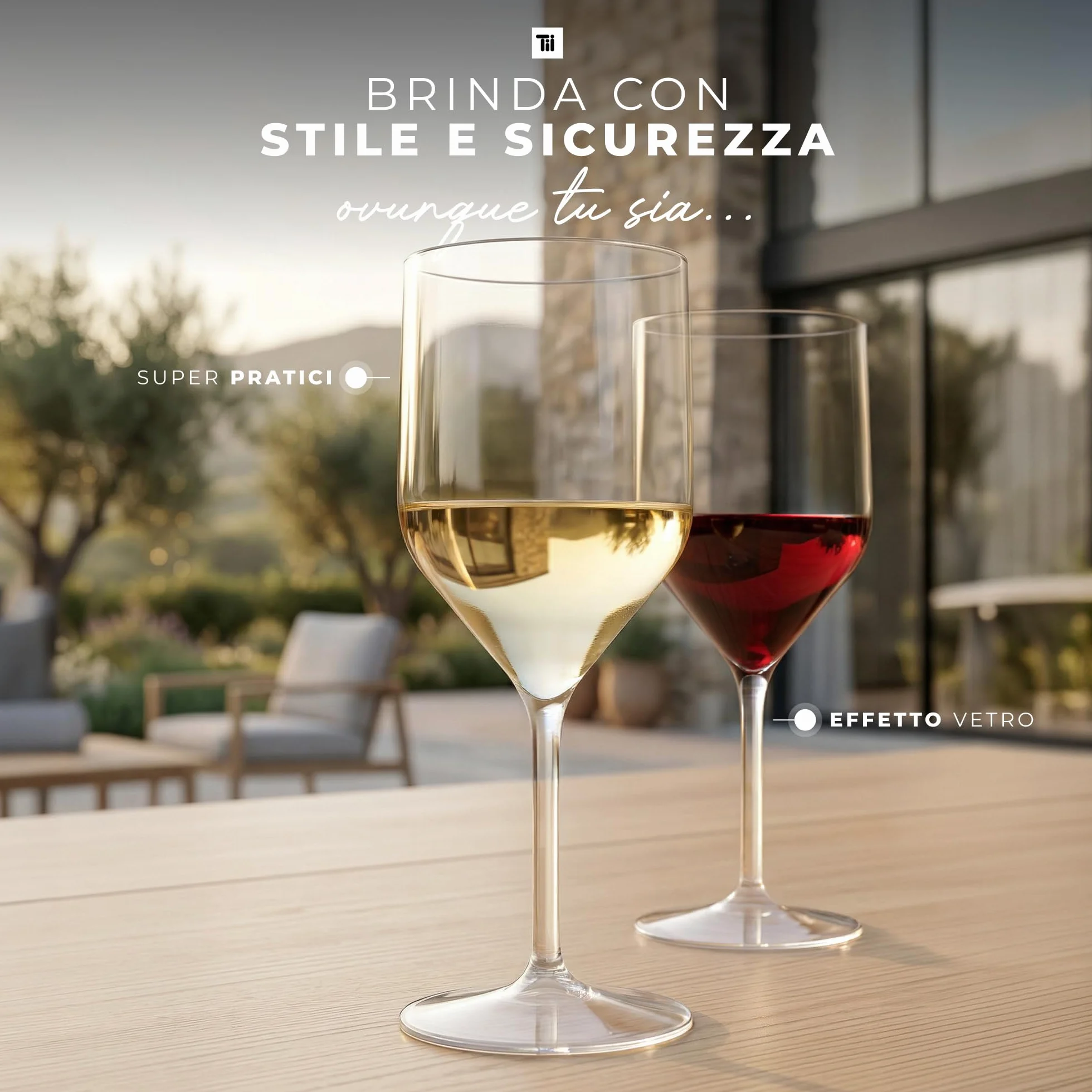 TUNDRA Set 6 Calici Plastica CROISIERE 25cl INFRANGIBILI SAN Plastica Rigida Riutilizzabili Lavabili lavastoviglie VINO ACQUA COCKTAIL Flute CHAMPAGNE Trasparente