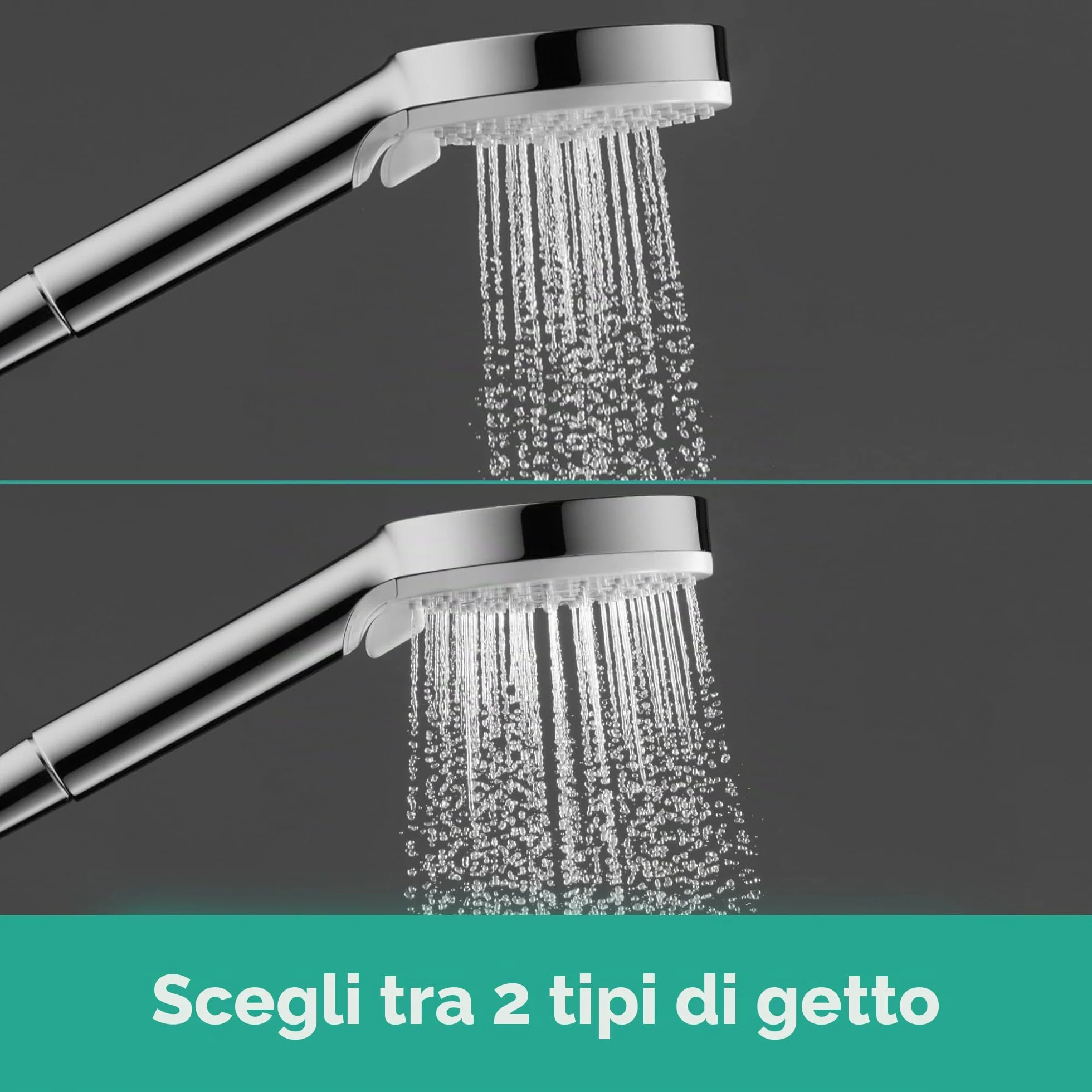 hansgrohe Crometta - Set Doccia, Doccetta con Asta Doccia 90Cm, Supporto Doccia e Flessibile Doccia 1,60M, Soffione Doccia con 2 Tipi di Getto, Bianco/Cromo