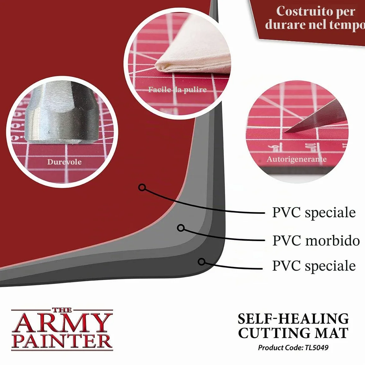 The Army Painter | Tappetino da Taglio Autorigenerante | PVC Antiscivolo Doppio Lato | Tavola con 3 Strati | Griglia per Taglio di Precisione | Modellismo