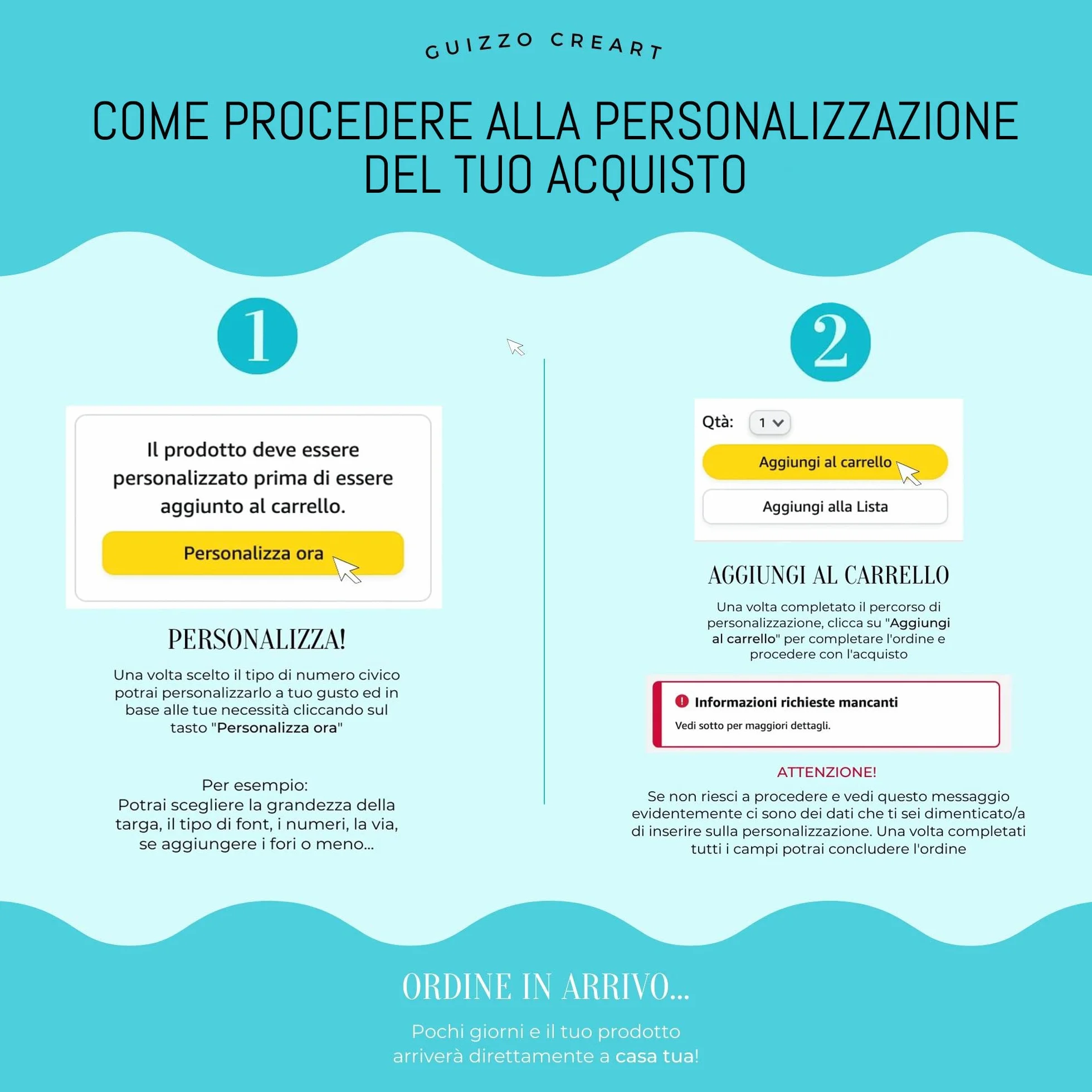 GUIZZO Creart - Targa Personalizzata con Nome, Via e/o Famiglia in Acciaio Inox, Targhetta Personalizzata Made in Italy, Targhetta Porta Ingresso Personalizzata Multiuso Modificabile, 10x4 H cm