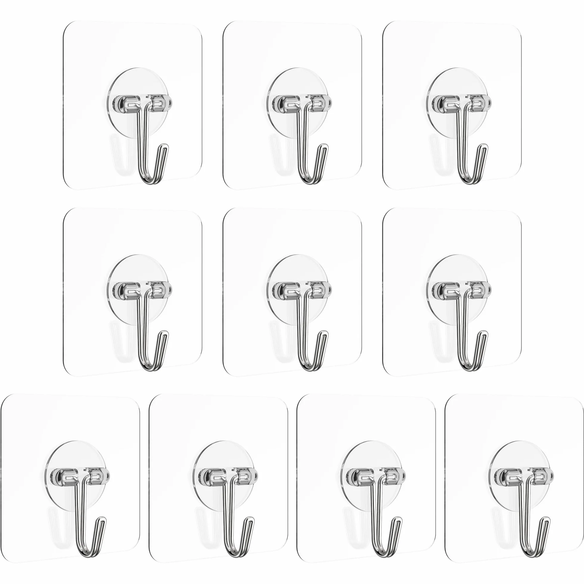 Ganci Adesivi Trasparenti 10 Pezzi, Ganci a Muro no Foratura, Portasciugamani Adesivo per Cucina Bagno