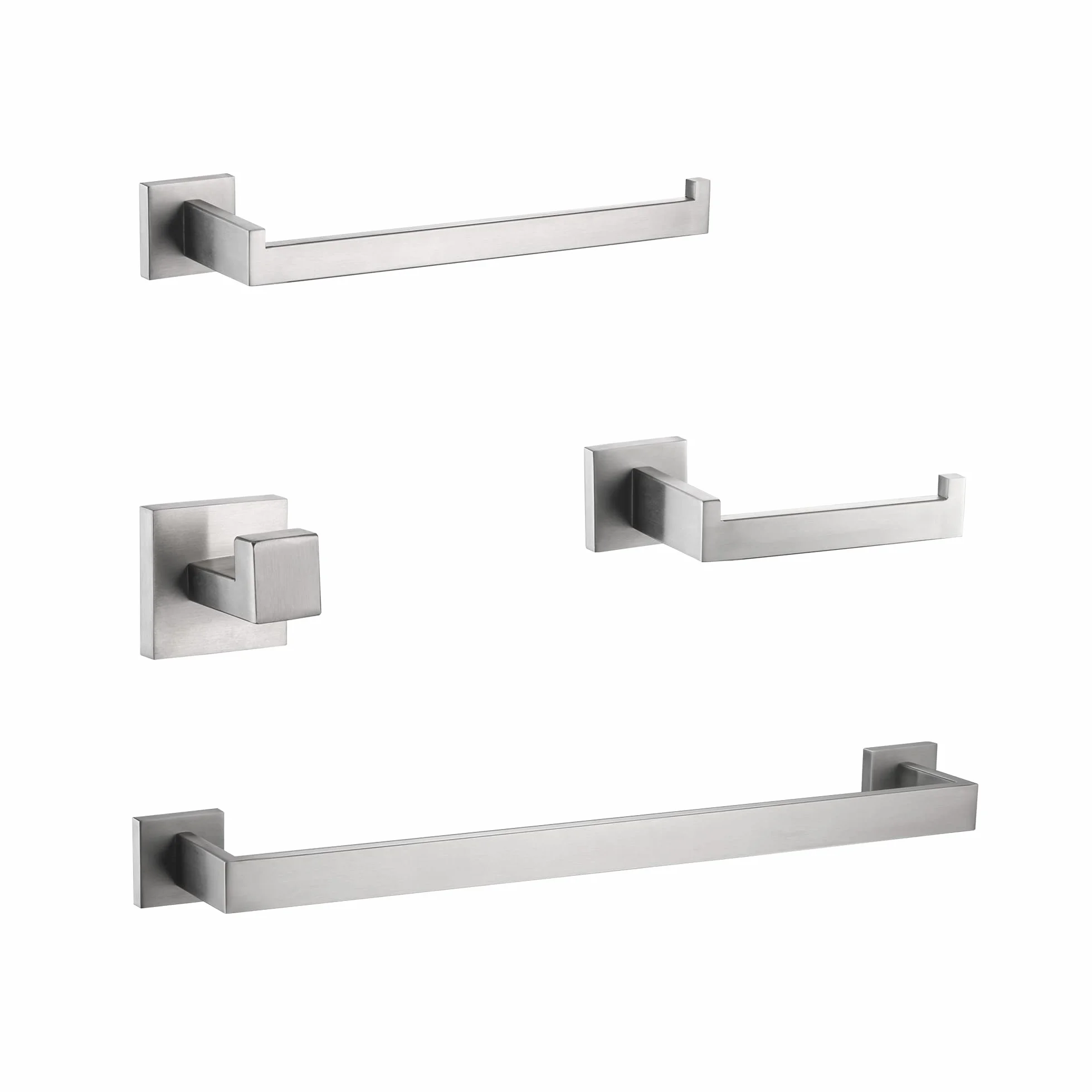 DUFU 4 Pezzi Portasciugamani Set di Accessori di Ferramenta di Bagno di Parete, per Asciugamani, 40cm, Porta Salviette e Carta Igienica, Ganci SUS304 Acciaio Inossidabile Argento Spazzolato