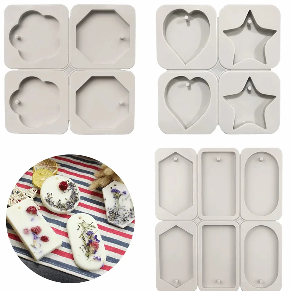 3 Pezzi Stampi in Silicone per Sapone,Stampo per Candele in silicone,Stampi Sapone Fai da Te con Foro per Appendere,6 Cavità e 4 Cavità stampi silicone per DIY Homemade Craft