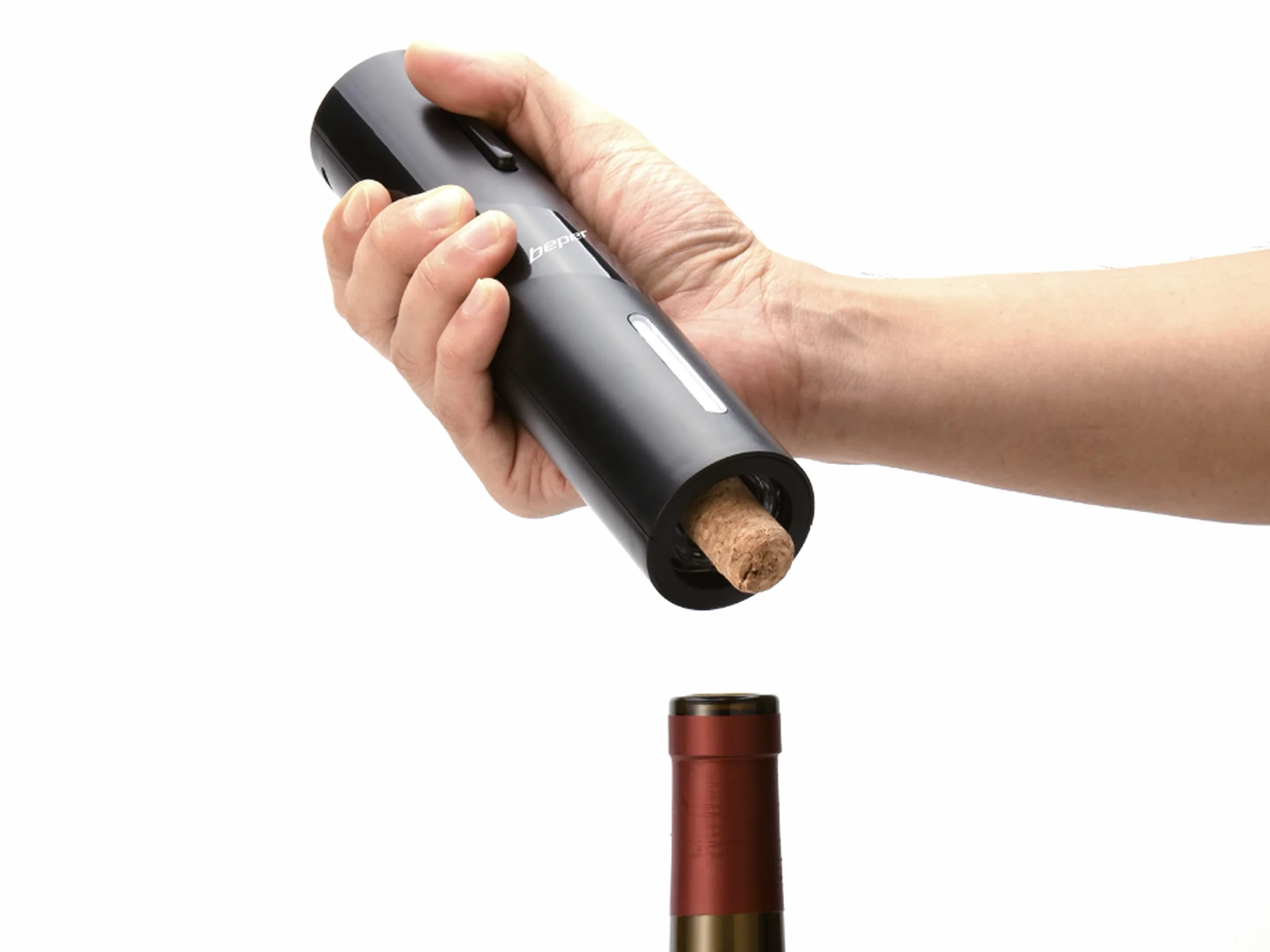 BEPER P102ACP100 Cavatappi Elettrico con Taglia Capsule per Bottiglie di Vino - Stappa Bottiglie Elettrico Ricaricabile con Cavo USB