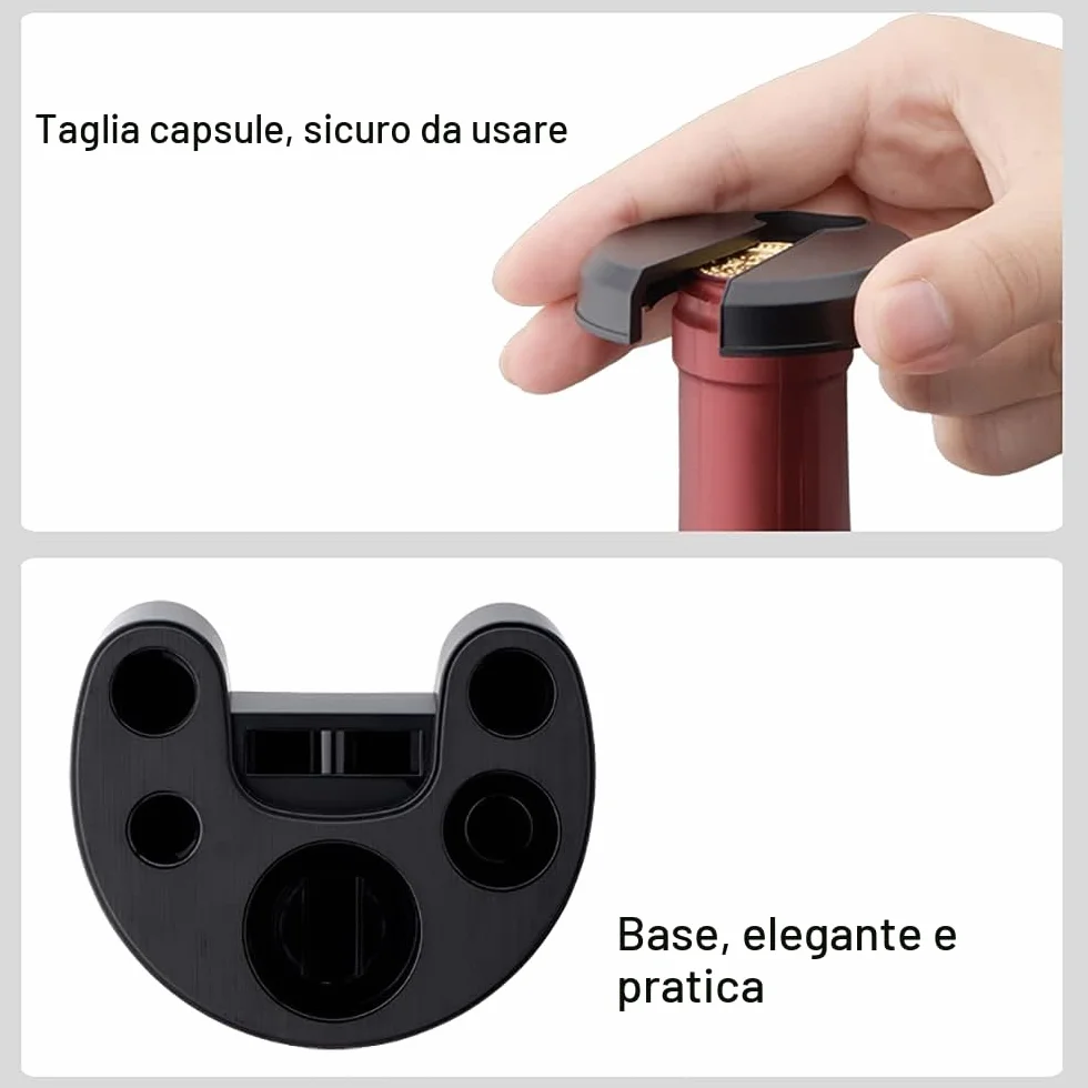 AIKARO - Apri-bottiglie per vino elettrico Cavatappi elettronico automatico, Ricaricabile (Set di Base)