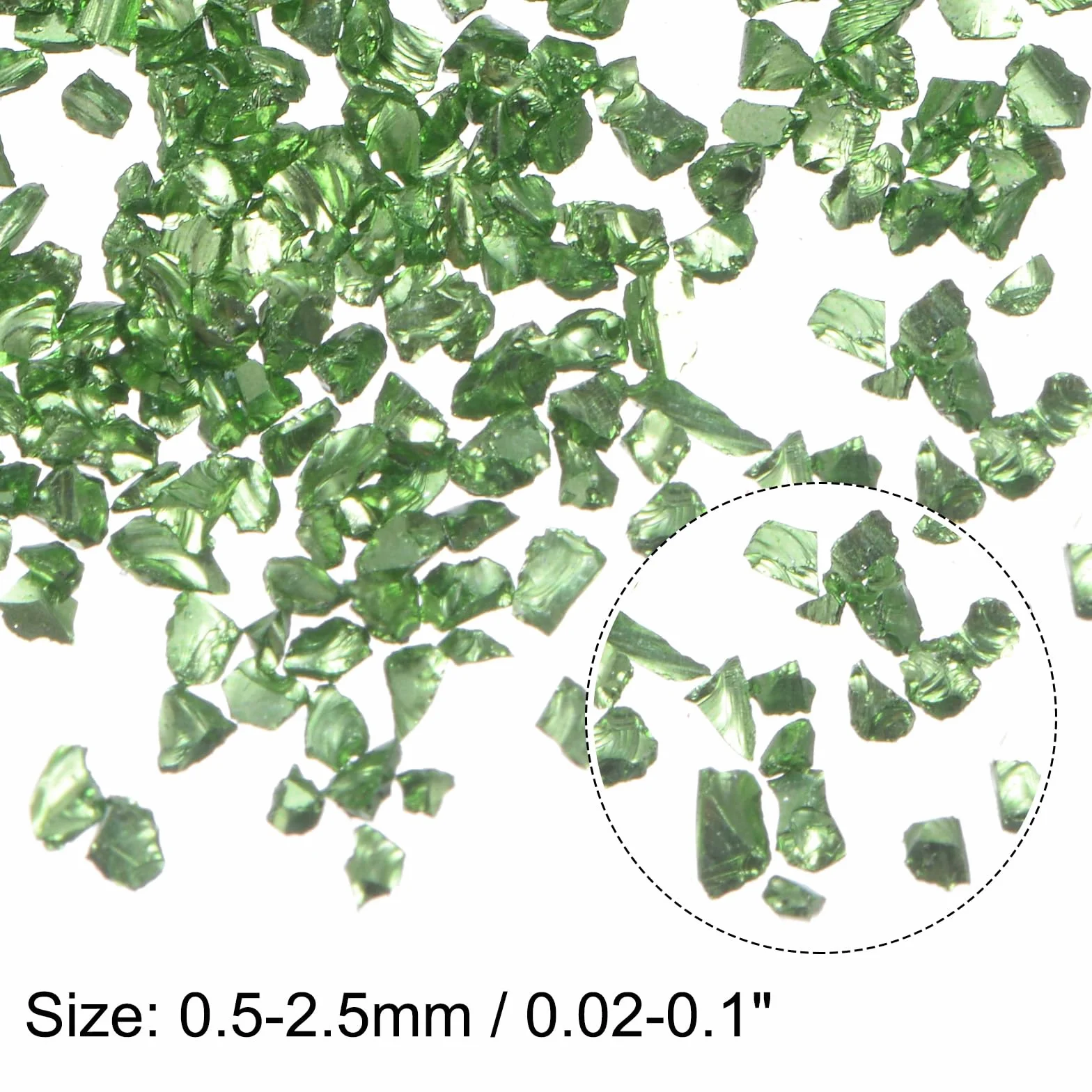 QUARKZMAN 100g Vetro Tritato 0.5-2.5mm Luccicante Elettroplaccato Schegge di Vetro Irregolari per Artigianato Decorazione Arte Resina Riempitivo per Vasi, Verde Scuro