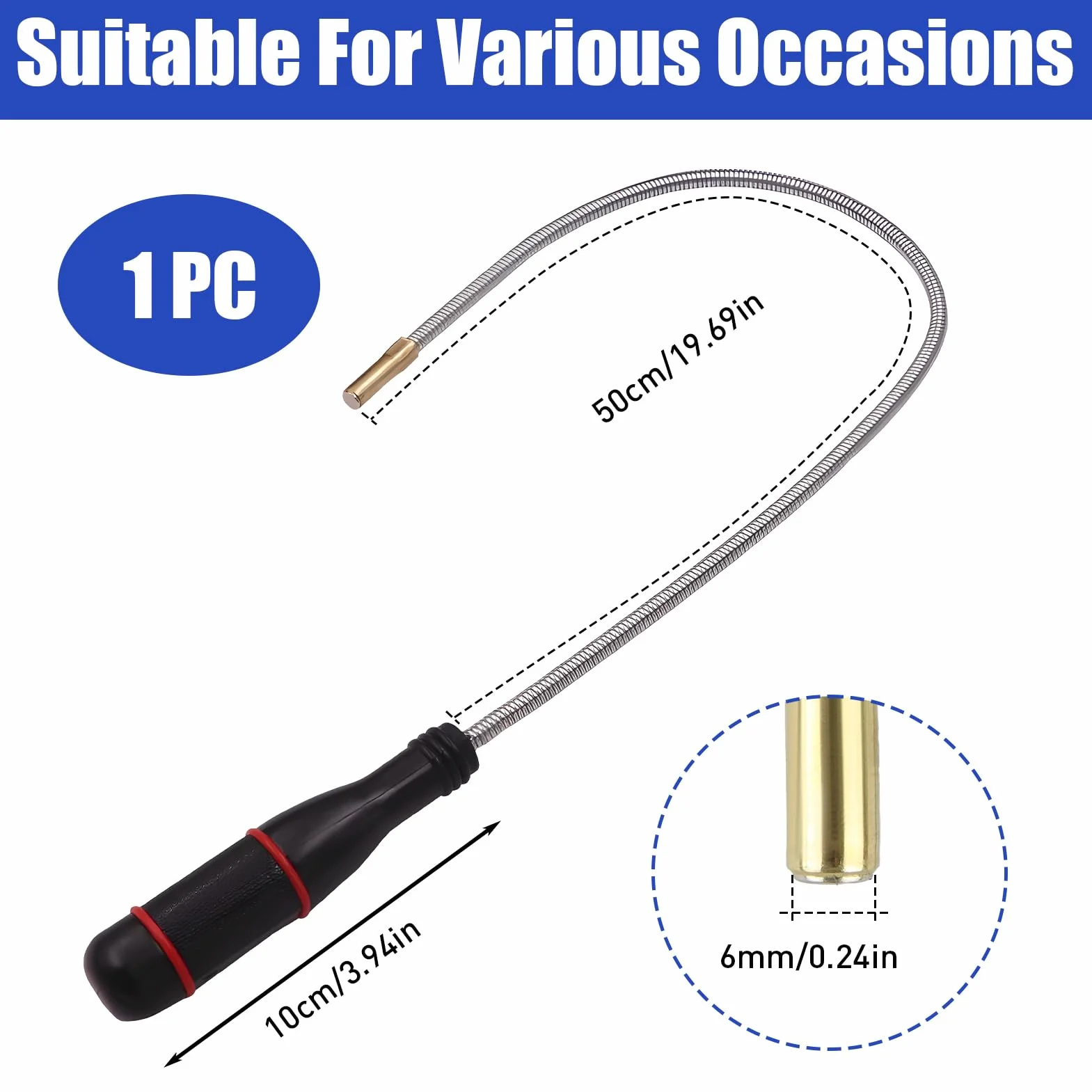 60CM Calamita Telescopica Sollevatore, Calamita Flessibile con Impugnatura Antiscivolo, Strumento di Raccolta Magnetico Portatile, per Meccanici e Bricolage, Utensile Robusto per Uomini