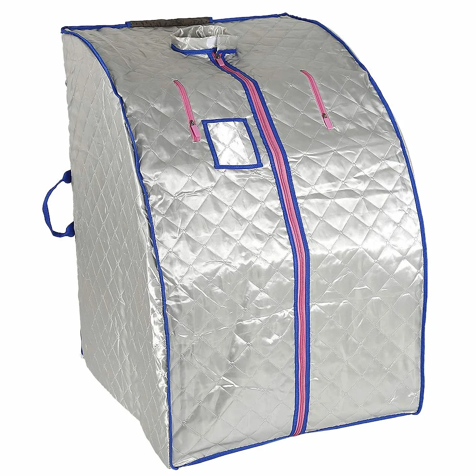 Sauna a infrarossi pieghevole cabina di calore Terapeutica Spa 1000W, Sauna a infrarossi 1 posto portatile,Tenda da sauna pieghevole isolante a quattro strati e generatore di vapore di sauna