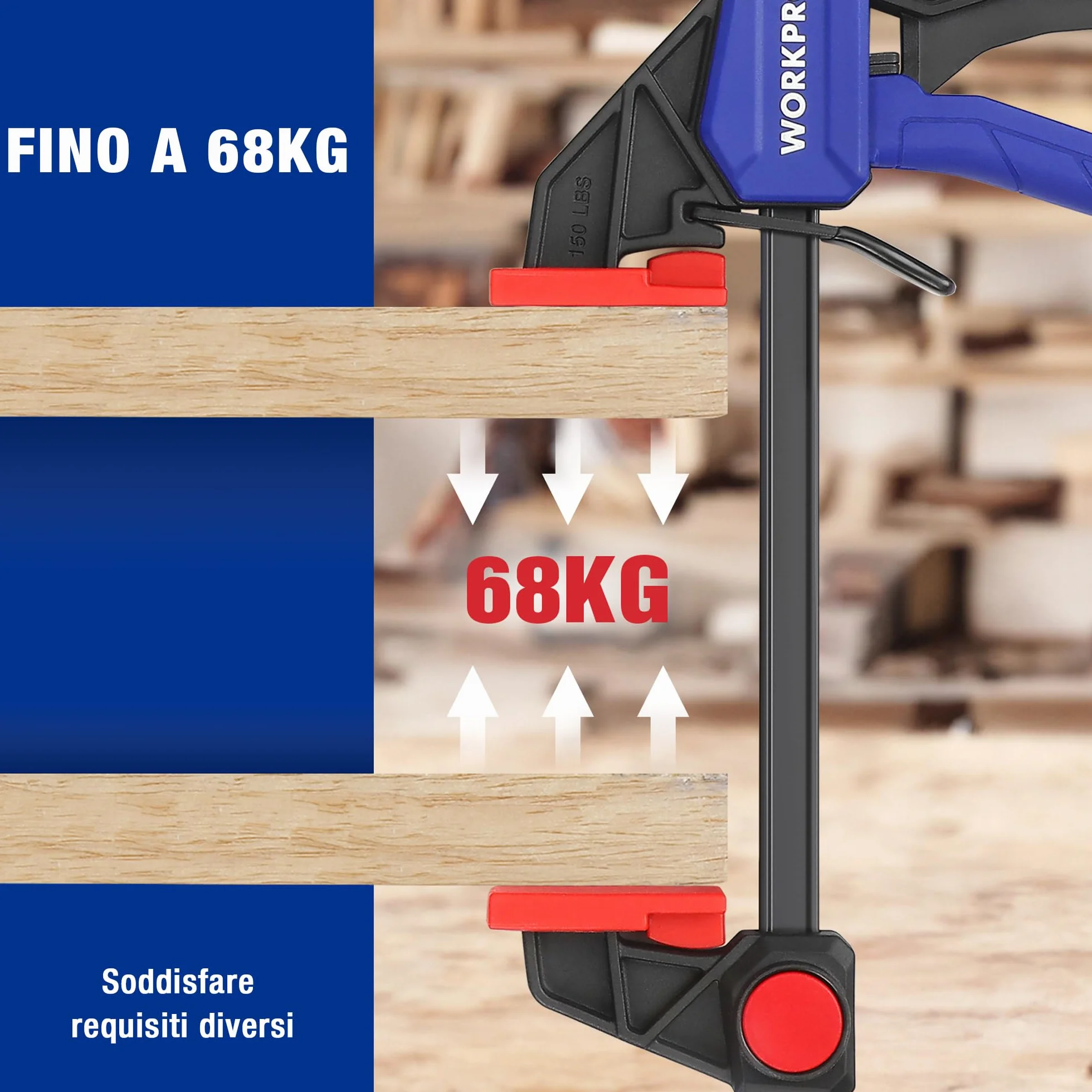 WORKPRO Morsetti da Falegname 2 Pezzi, Set di Morsetti per Legno a sgancio rapido da 305 mm per il Serraggio e l'allungamento, Morsetti a barra Serraggio 68 kg, Fissaggio del Legno con una Sola Mano