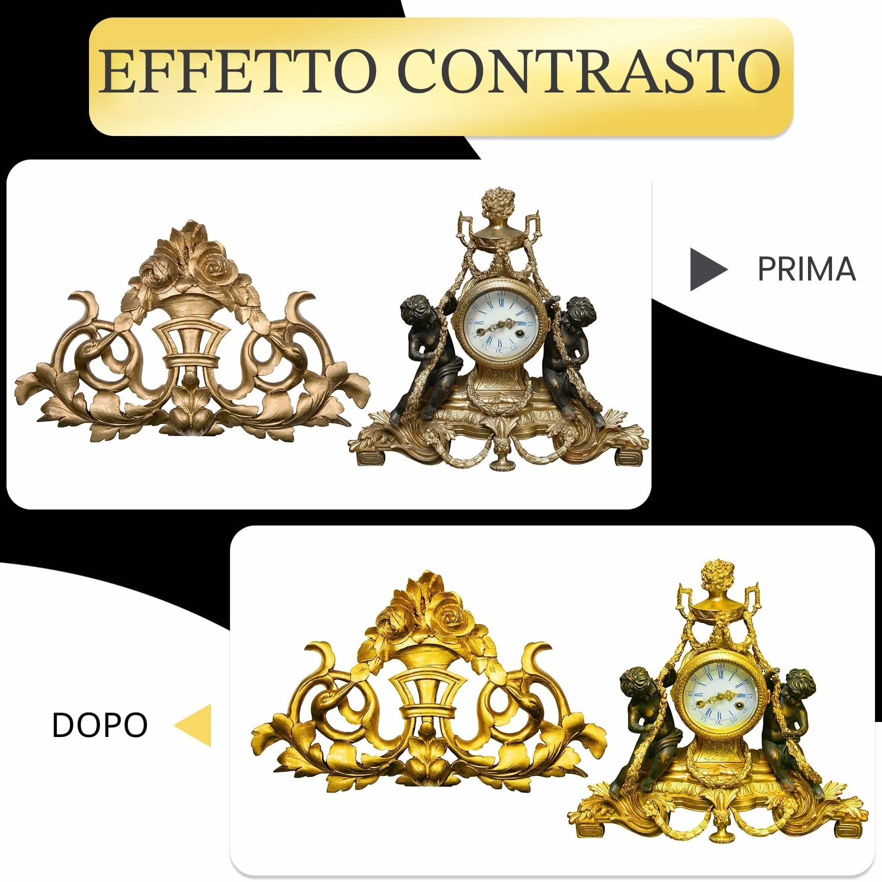 Pittura Dorata Liquida 200ml - Kit Effetto Foglia Oro Super Lucido e Rapido Asciugante - Finitura a Specchio con Vernice - Atossica, Impermeabile per Mobili, Legno, Artigianato, Resina, DIY