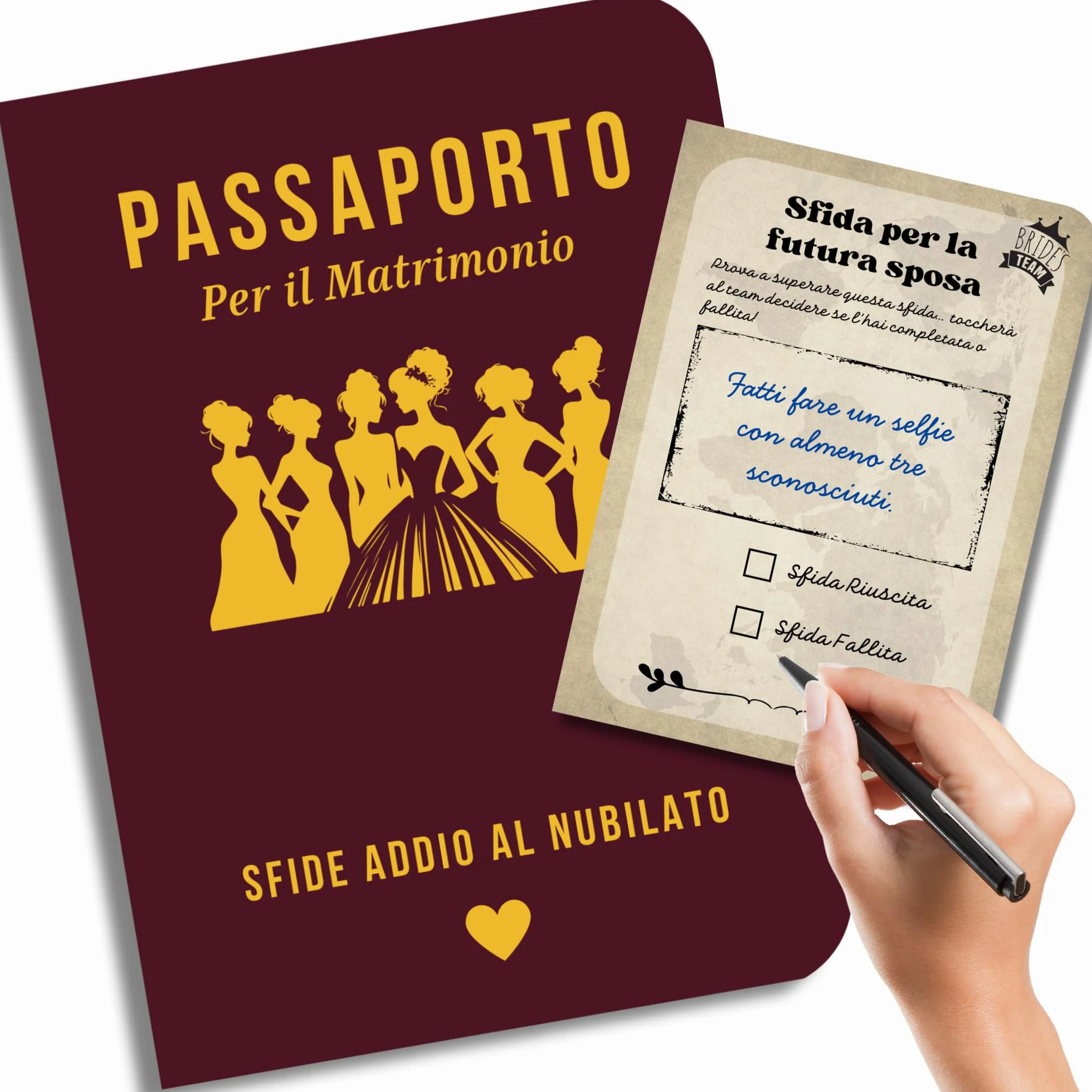Giochi Sposa con Sfide Divertenti | Kit e Gadget Team Bride | Accessori Sposa e Amiche - PASSAPORTO PER IL MATRIMONIO