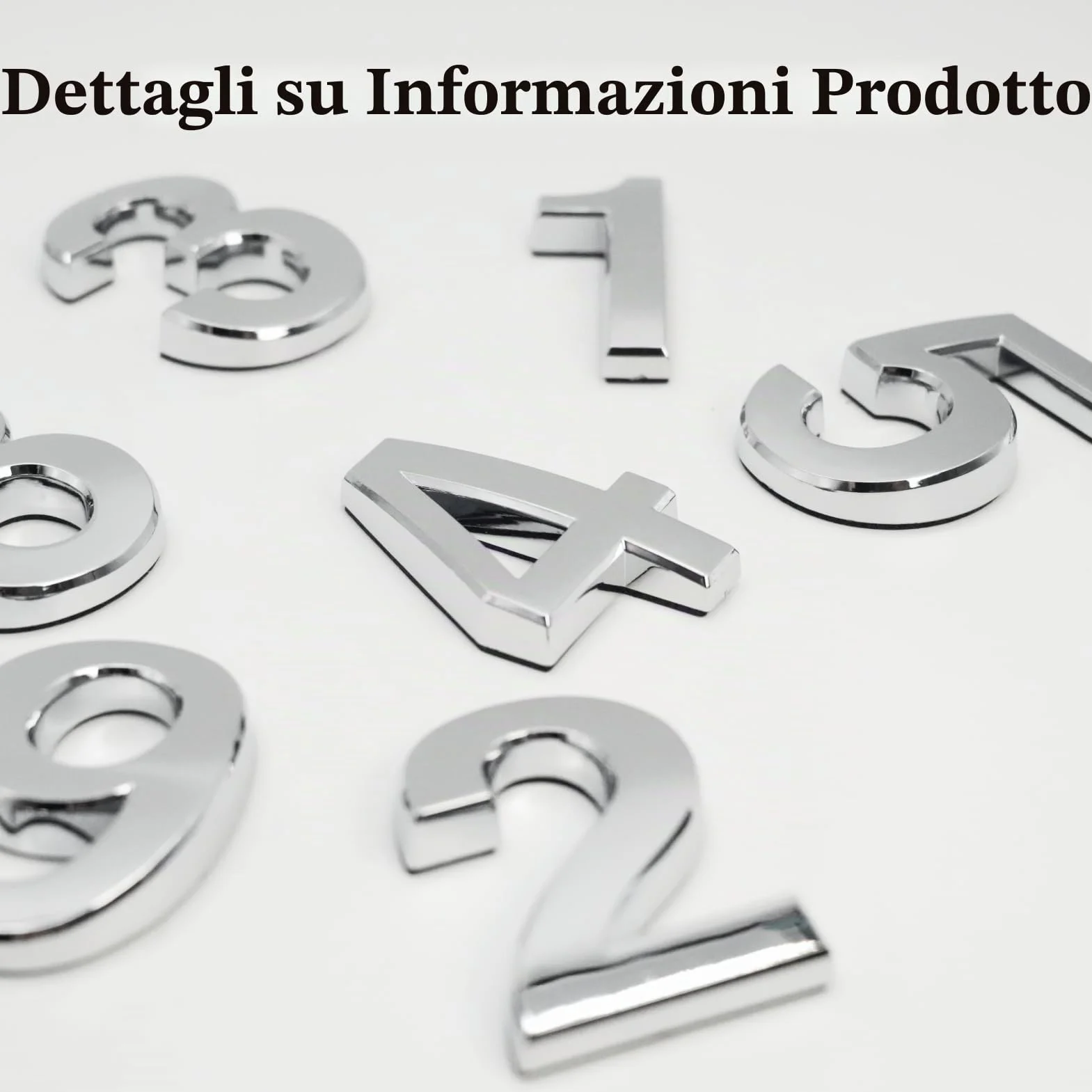 Numeri Adesivi 5 Cm,Numeri Per Cassette Postali,Numeri Camere Hotel Adesivi 3dArgenteo,Targhette Numeriche Da 0A9 Per Case, Appartamenti,Uffici,Cassette Postali (Argento, 50mm)