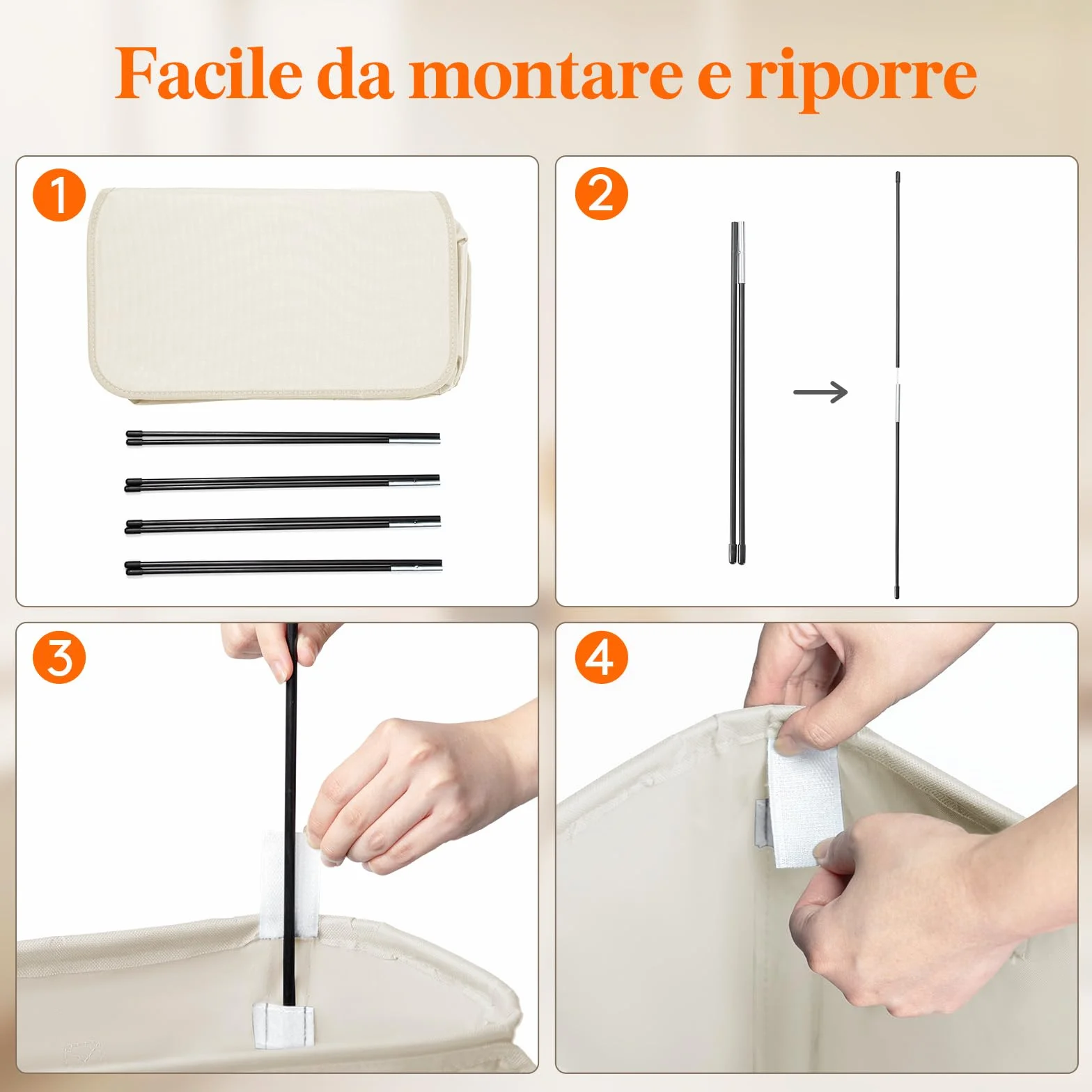 Lifewit Cesta Portabiancheria Salvaspazio con Coperchio, Cesto Biancheria Sporca Sottile con Manici, Portabiancheria Sporca Pieghevole per Camera da Letto, Bagno, Lavanderia, 65 L, Bianco
