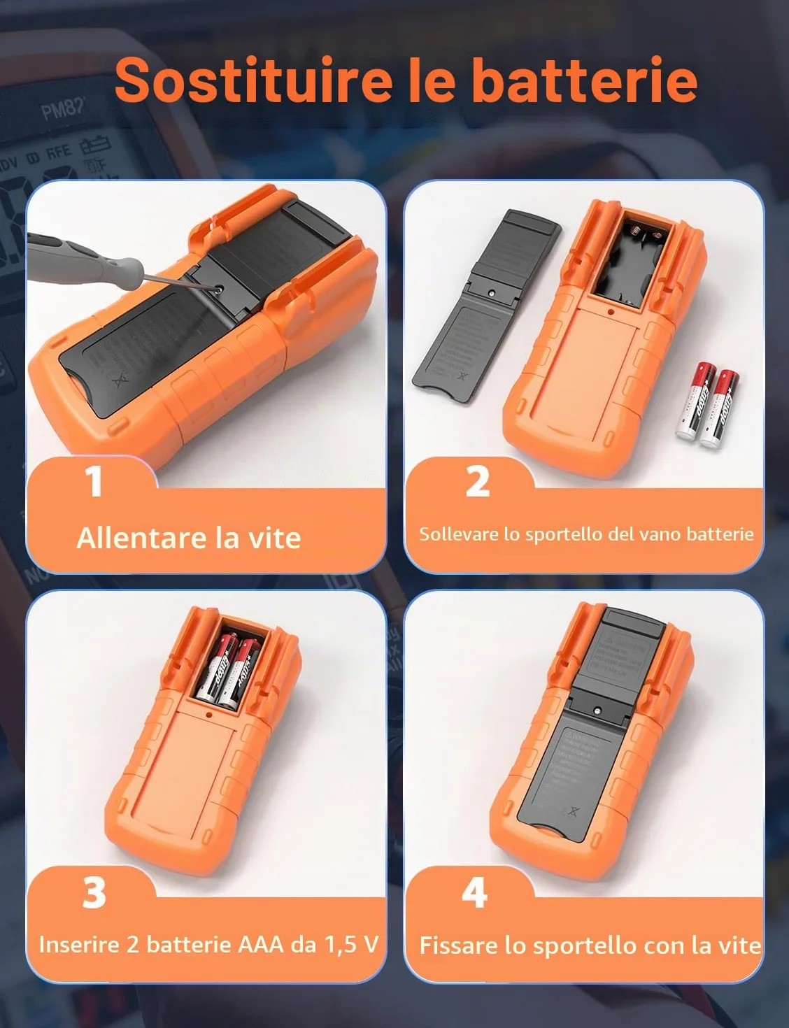 Multimetro Digitale Multi Tester Voltmetro Amperometro Ohmmetro con Morsetti a Coccodrillo Cavi di Prova Retroilluminazione