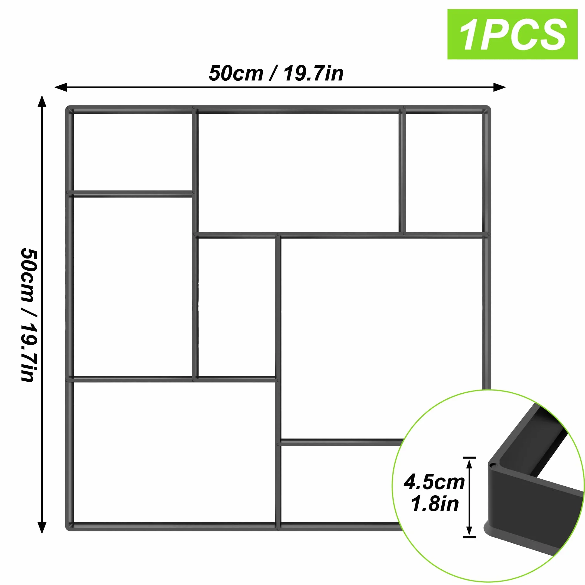 YRHome Stampo per cemento da giardino, in plastica, per pavimentazione, per pavimentazione, giardino, quadrato, modello 1 (8 camere), 1 pezzo