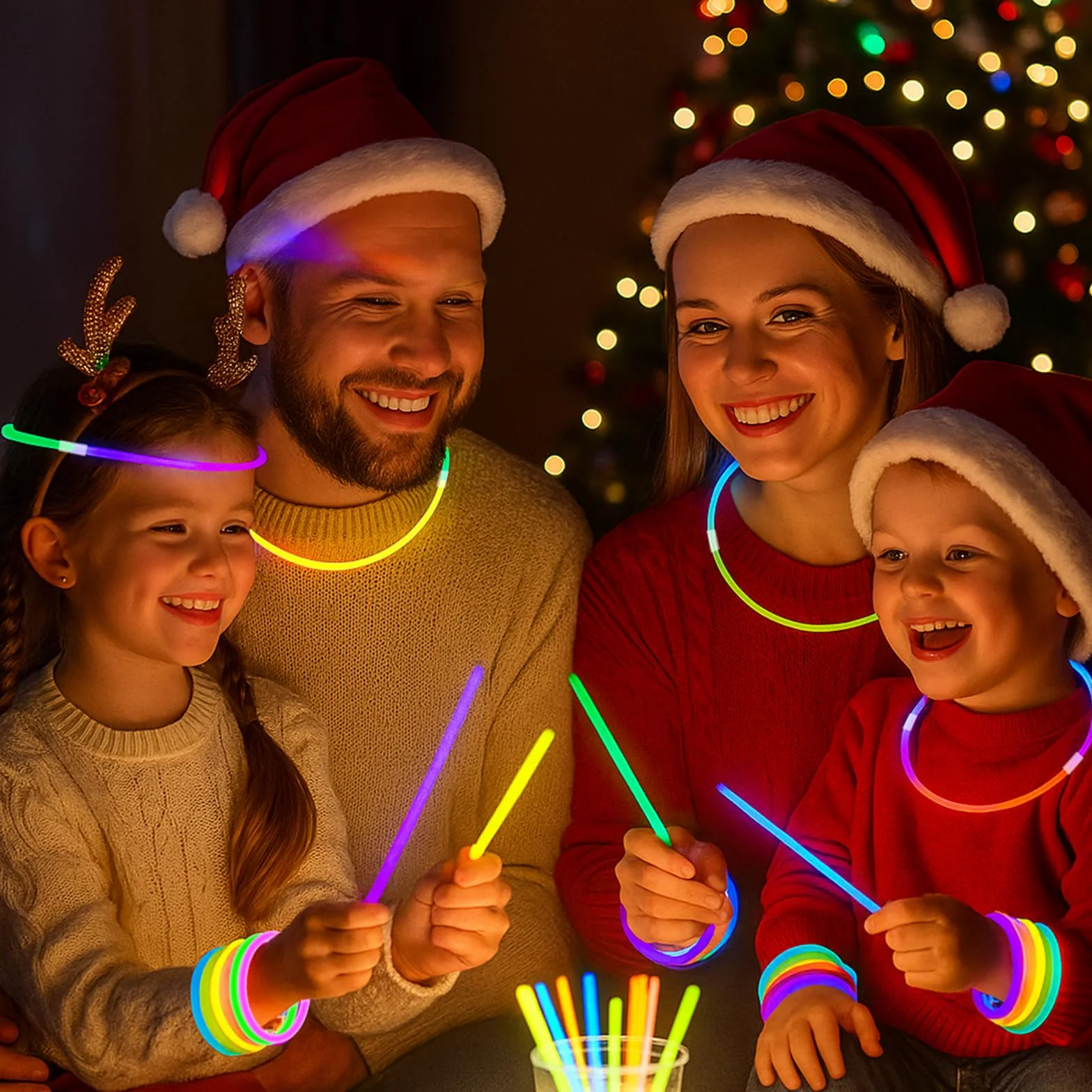 Bastoncini Luminosi Fluo 100 Pezzi - Braccialetti Fluorescenti con Connettori per Festa Compleanno Carnevale
